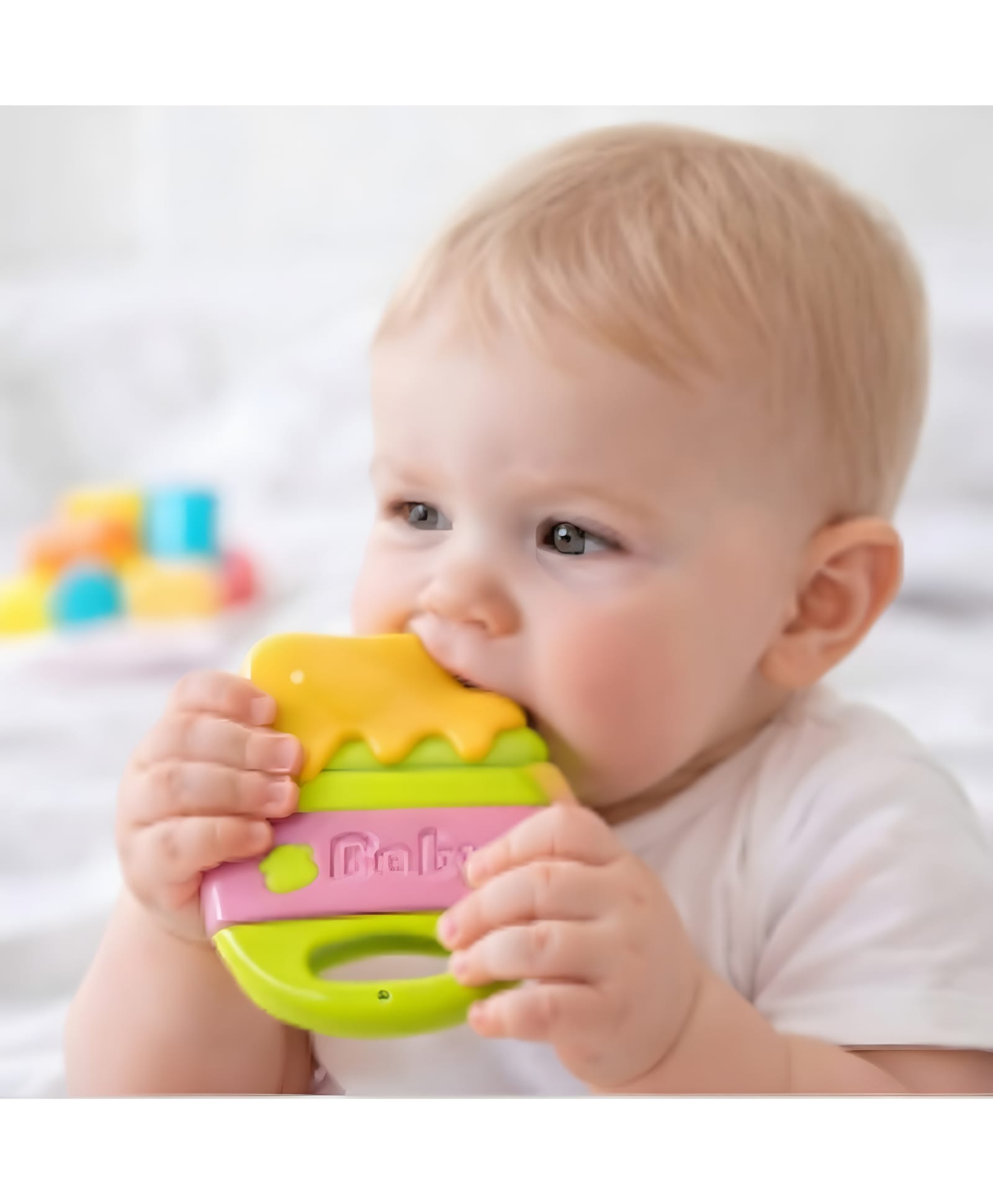 NEGOCIO textured fruit silicone baby teething to help relieve teething pain honey jar sensory play, pacifier-shaped, food grade- PACK OF 1 - COLOR MAY VARY-picture-19