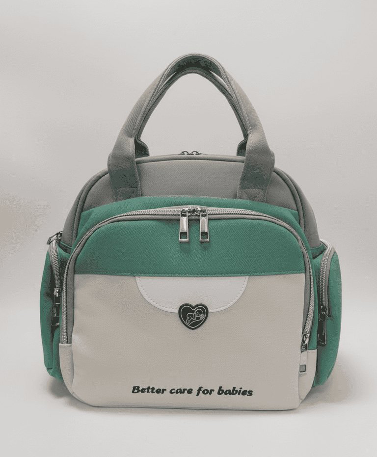 Purple Tots Diaper Bag With Insulated Pockets| Portable | Can Be Carried As a Shoulder Bag Or a Backpack - Green-image-8