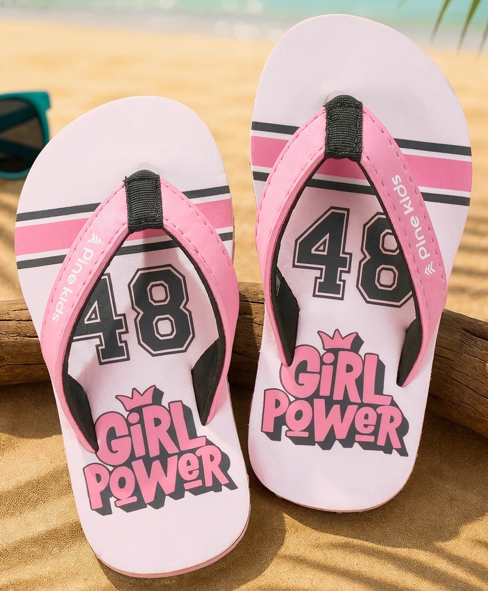 Pine Kids Slip On Flip Flops With Text Print - Pink-picture-23
