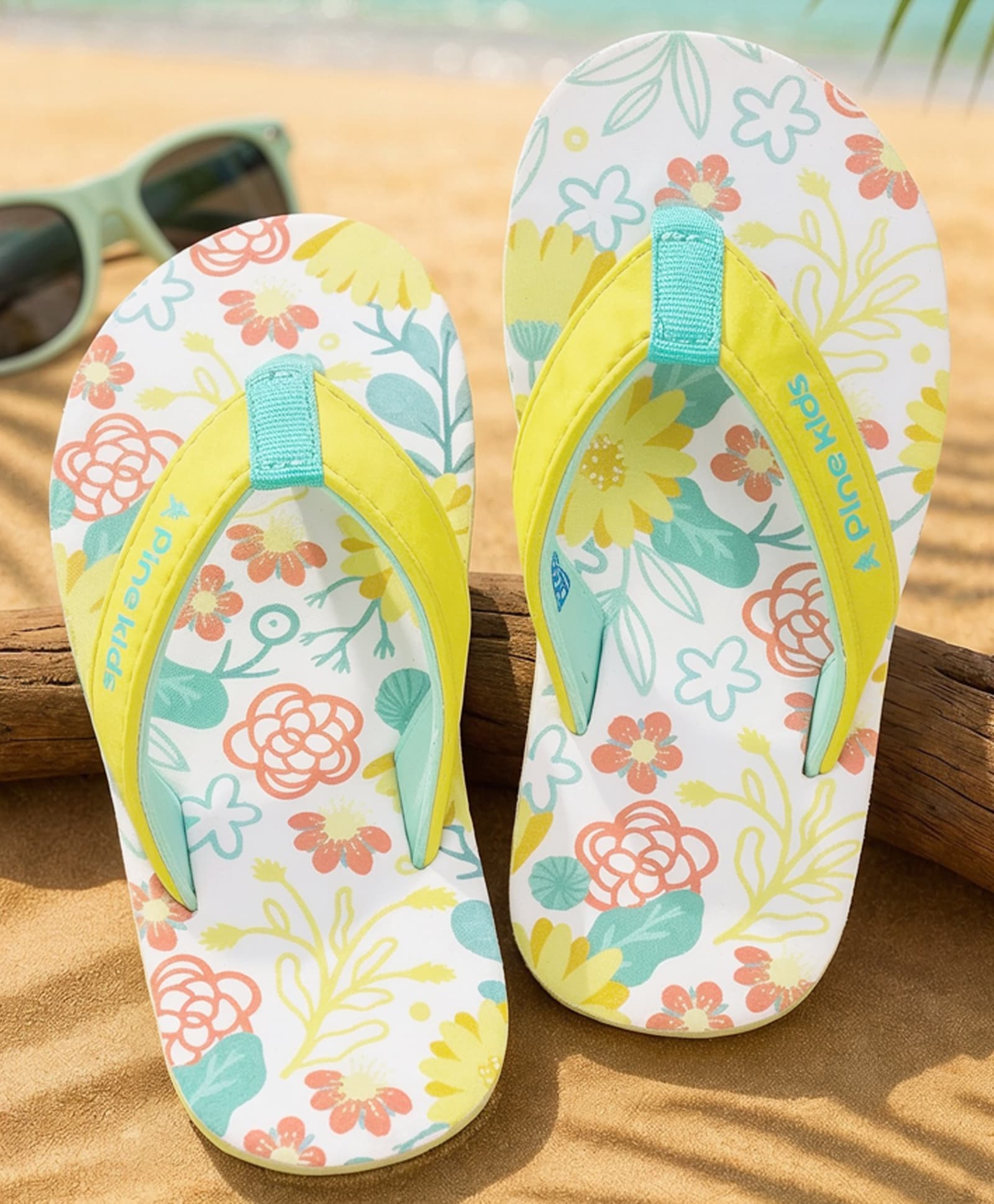 Pine Kids Slip On Flip Flops With Floral Print - Pink & Yellow-picture-32