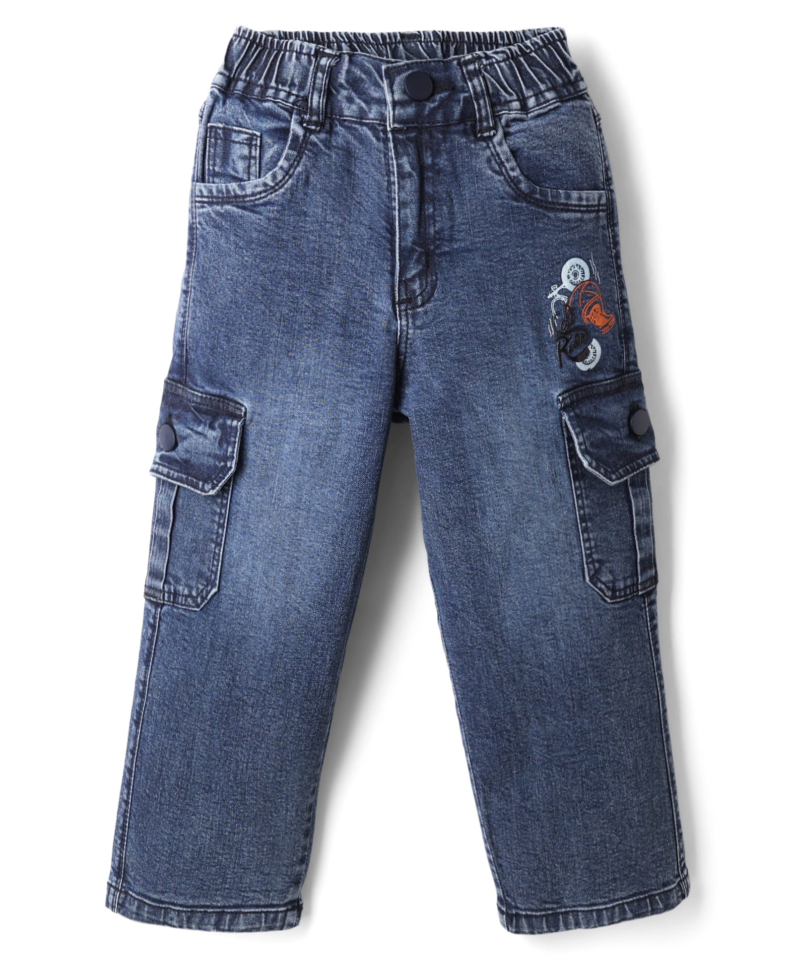 Olio Kids Denim Woven Full Length Jeans With Bike Print - Deep Blue-picture-27