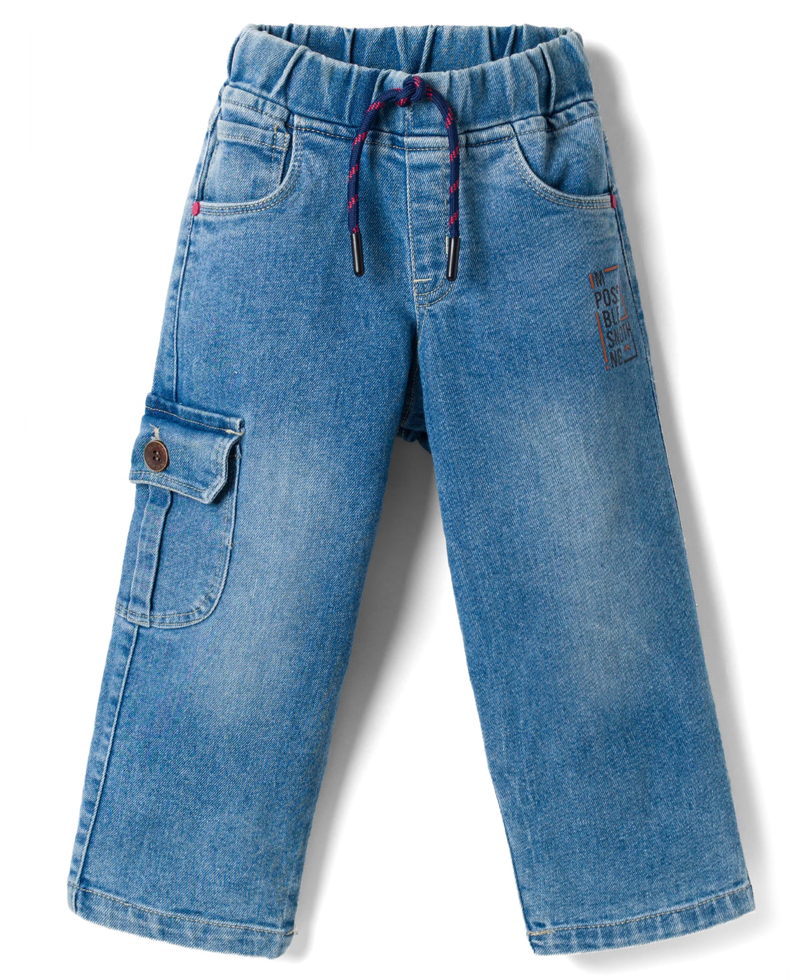 Olio Kids Denim Woven Full Length Text Printed Jeans - Light Blue-picture-21