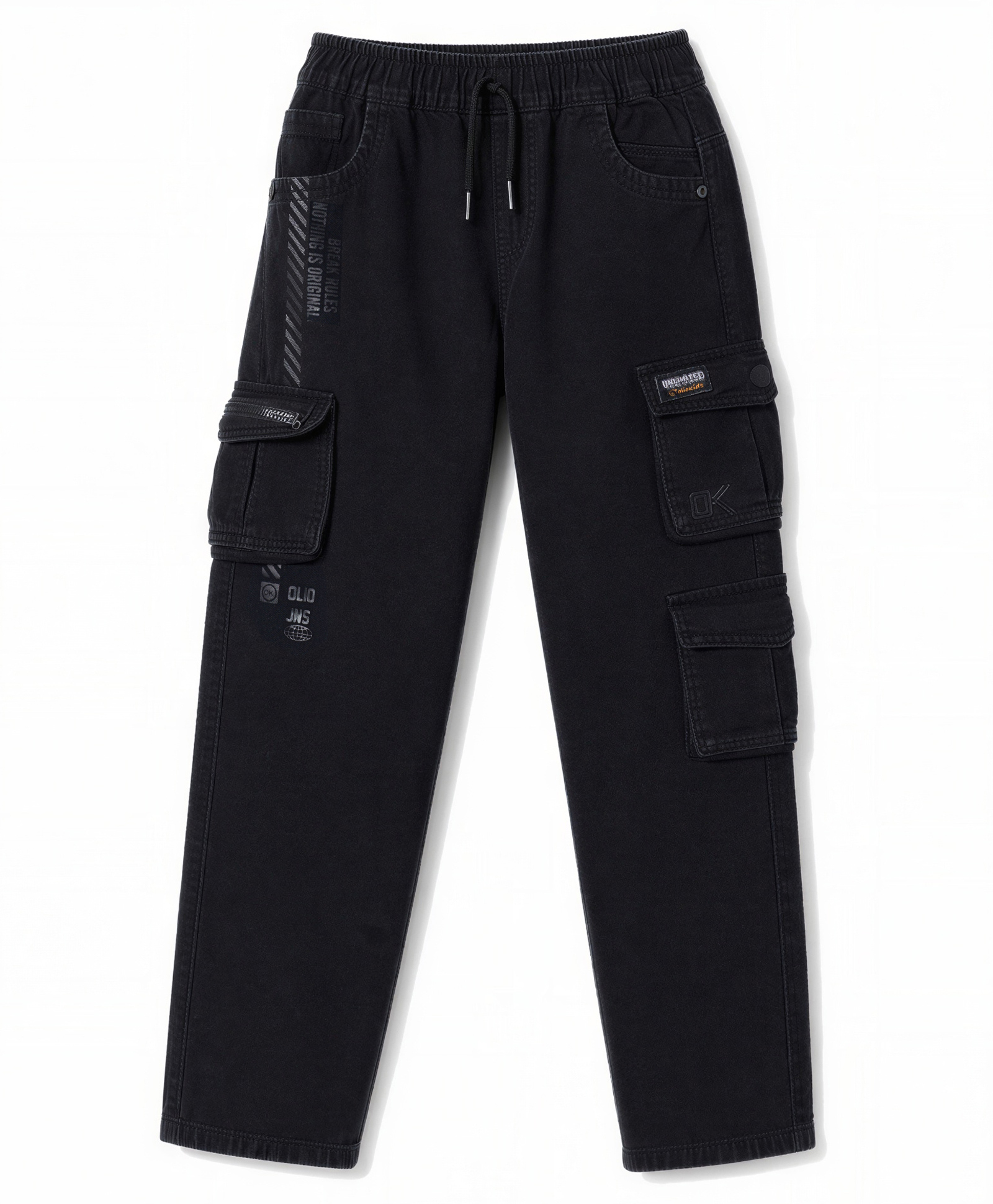 Olio Kids Denim Woven Full Length Jeans with Cargo Pockets - Navy-picture-13