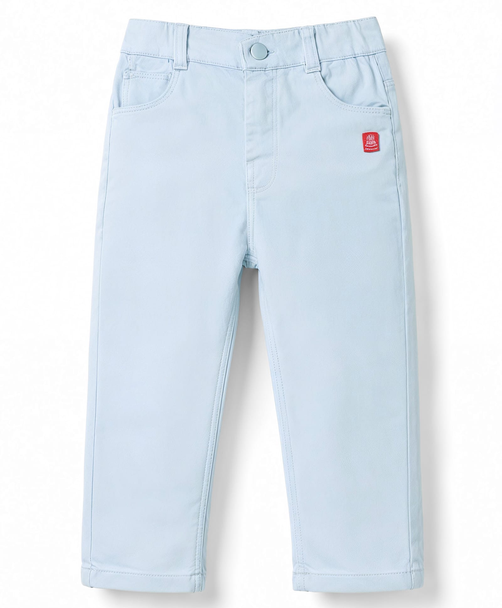 Olio Kids Cotton Woven Full Length Solid Colour Trouser - Light Blue-picture-11