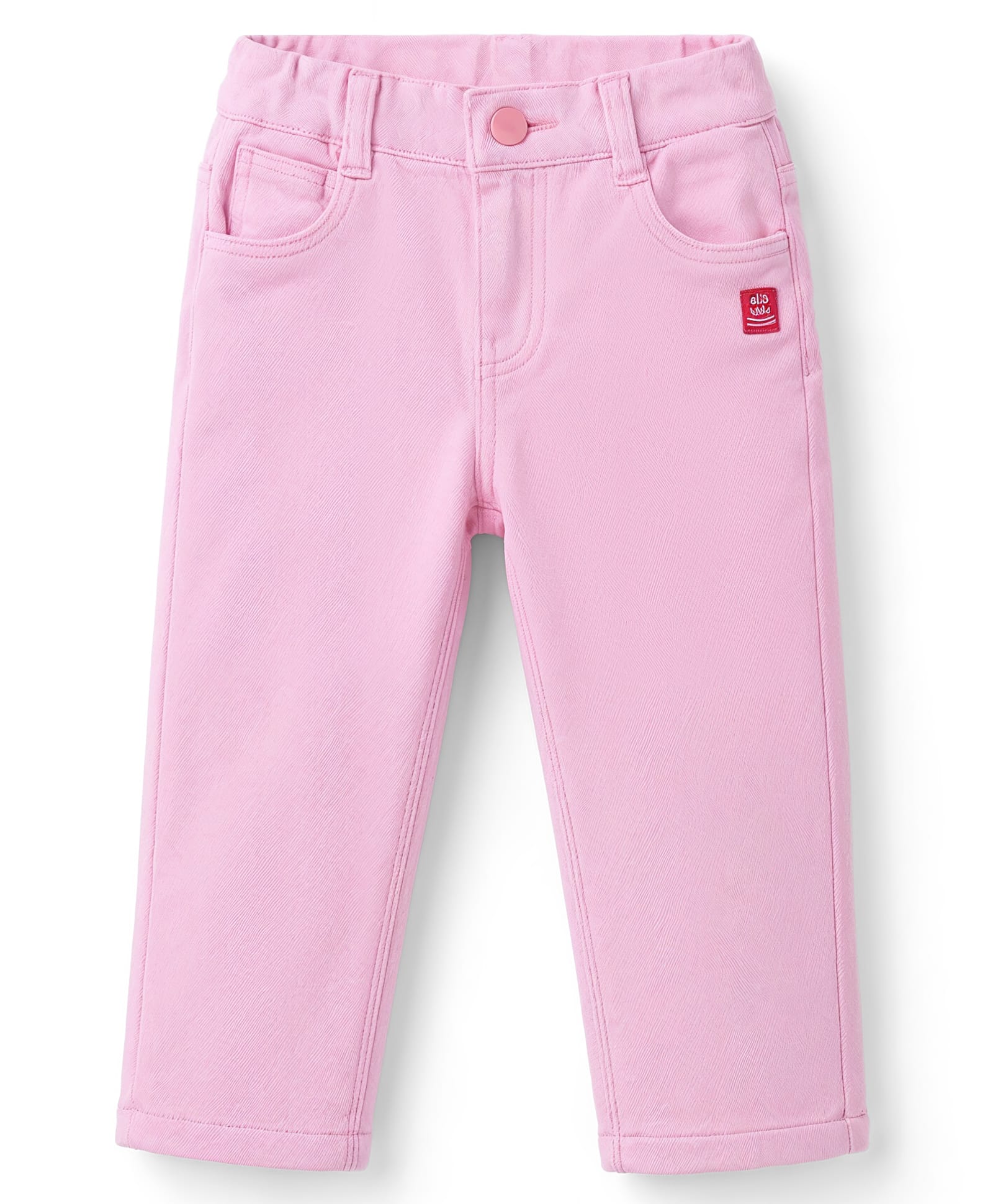 Olio Kids Cotton Woven Full Length Solid Colour Trouser - Pink-picture-26