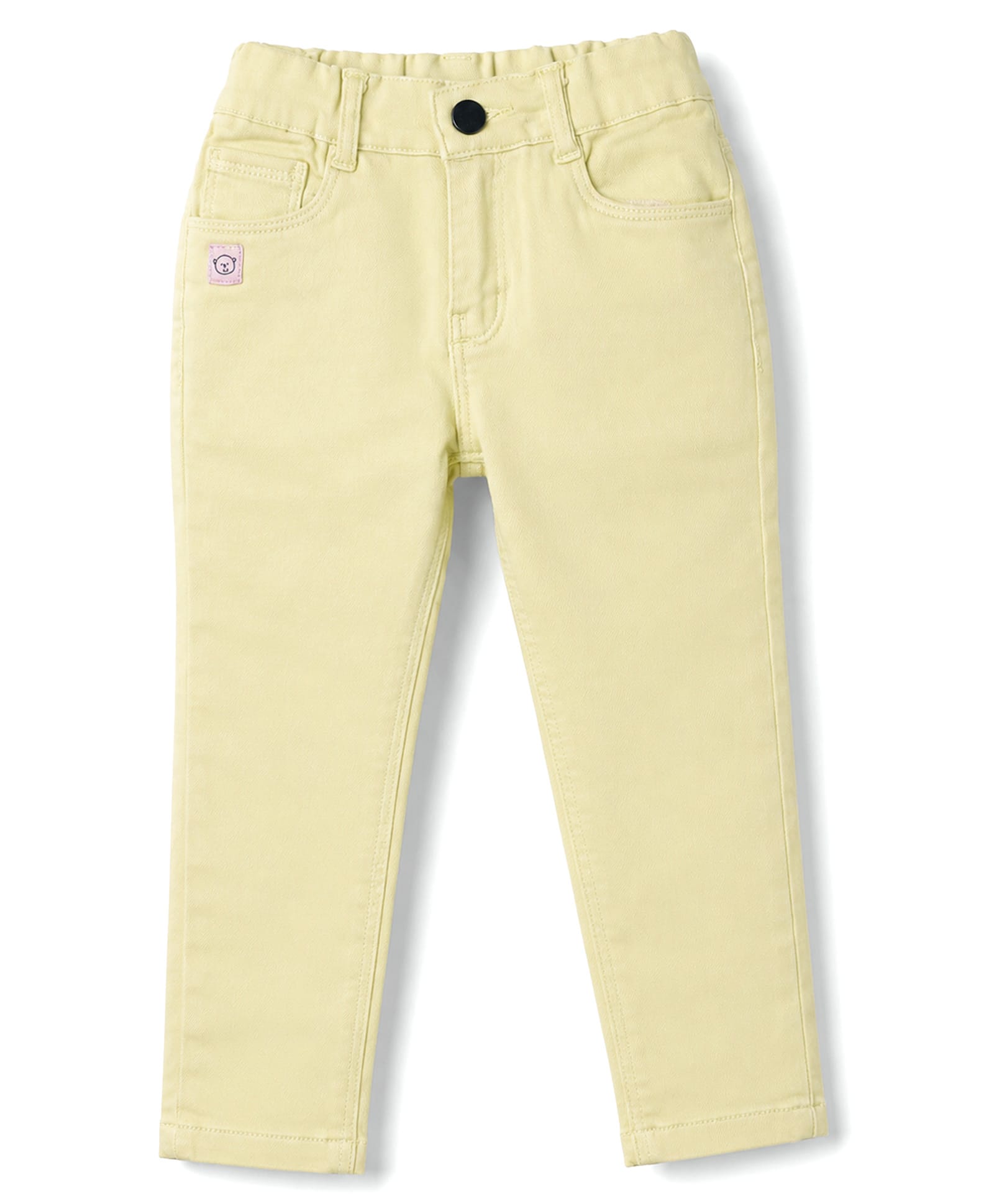 Olio Kids Cotton Woven Full Length Solid Trouser With Patch - Light Green-picture-12