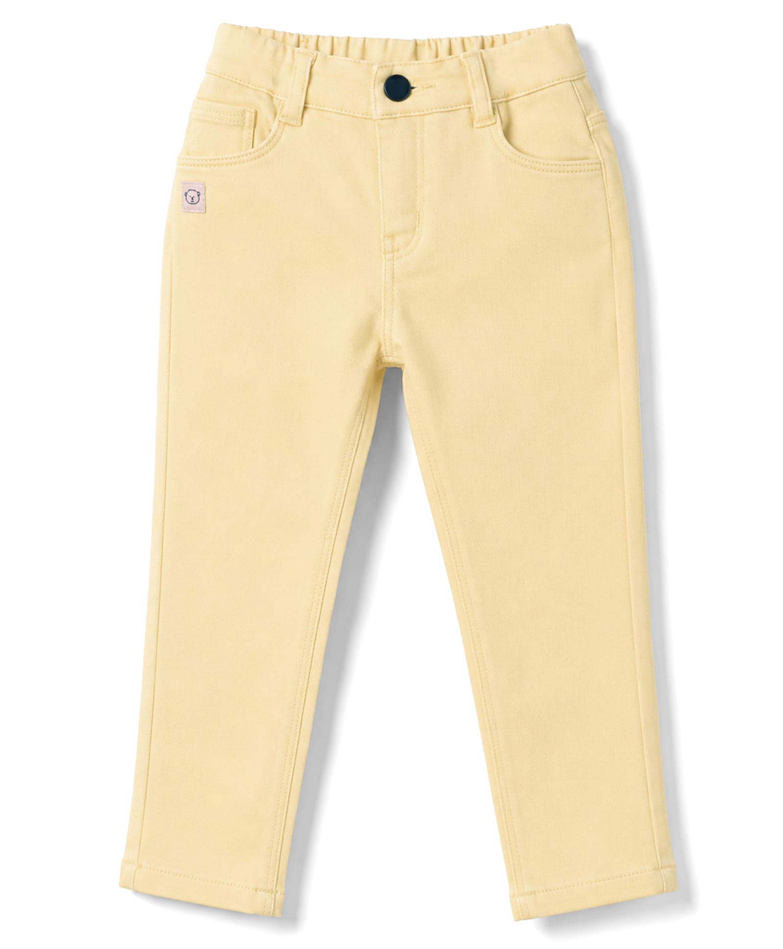 Olio Kids Cotton Woven Full Length Solid Trouser With Patch - Yellow-picture-10