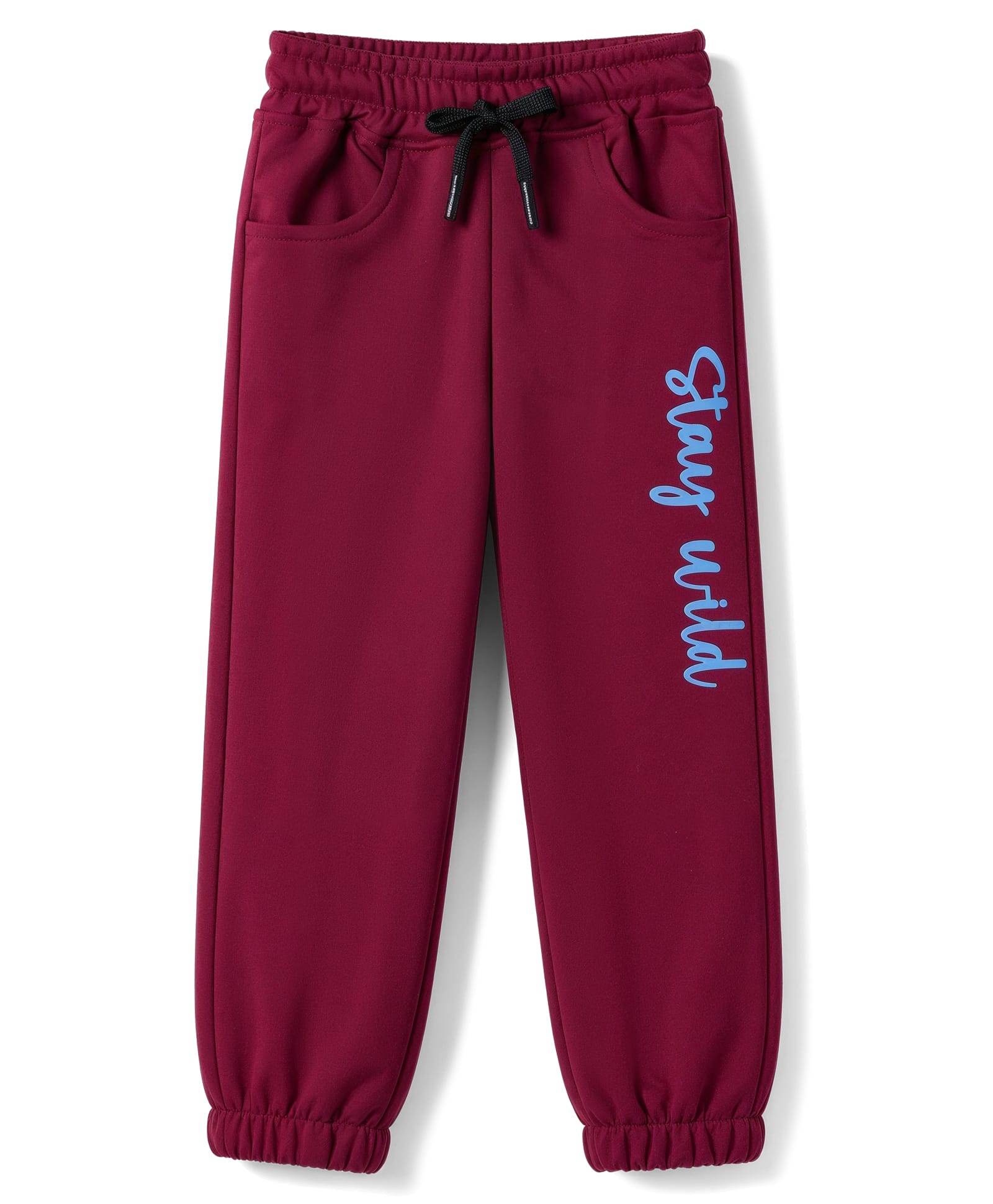 Olio Kids Fleece Knit Full Length Lounge Pant with Text Print - Maroon-picture-10