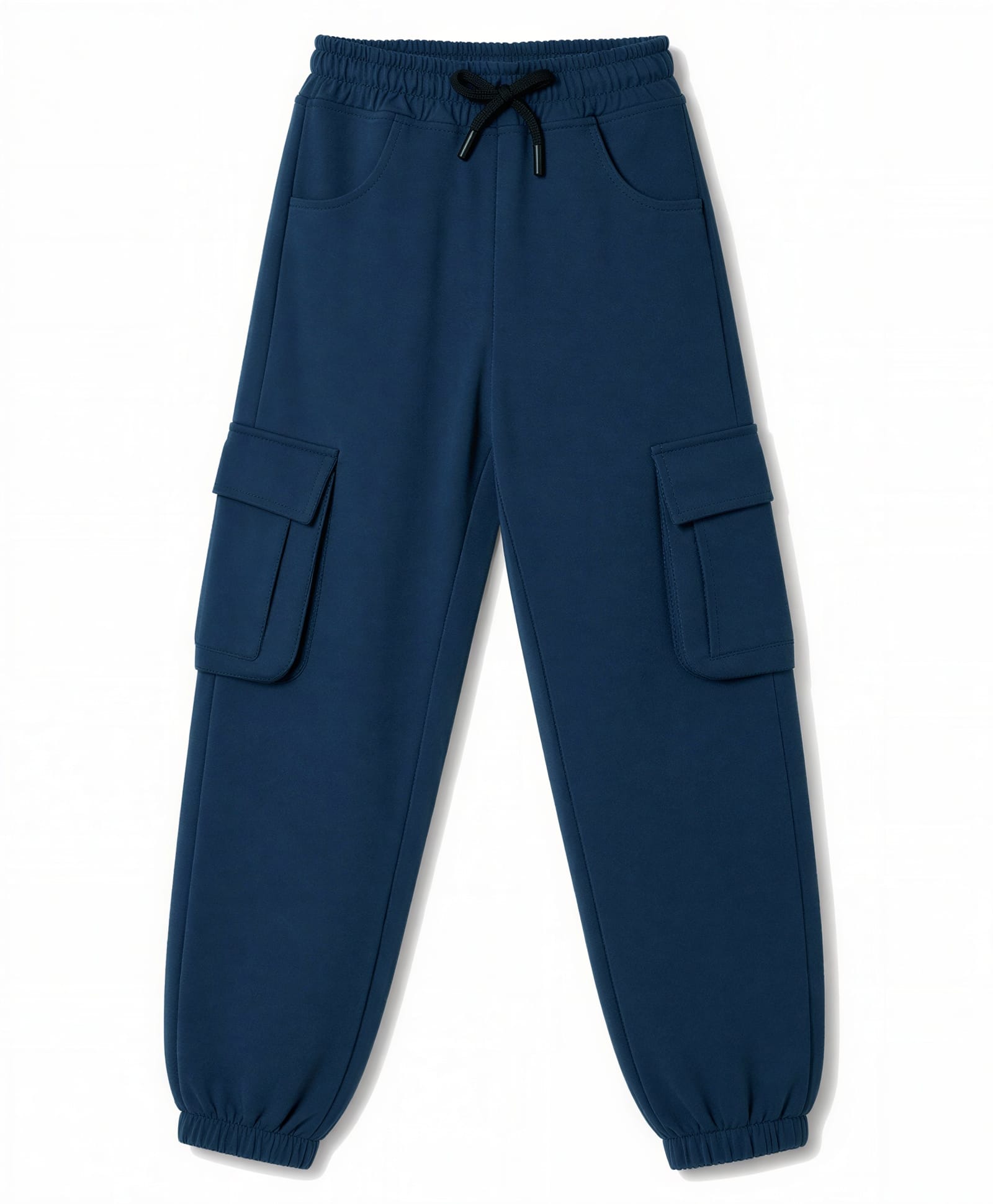 Olio Kids Sinker Knit Full Length Solid Colour Lounge Pant with Cargo Pockets - Navy Blue-image-15