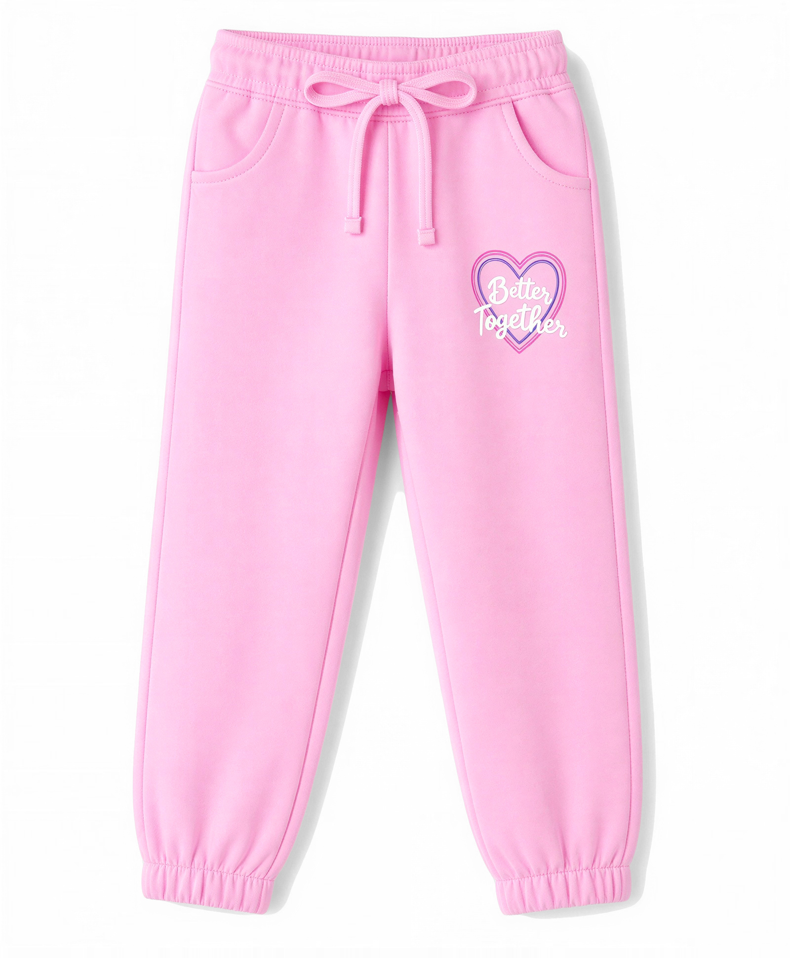 Olio Kids Sinker Knit Full Length Lounge Pant with Heart & Text Print - Pink-picture-22