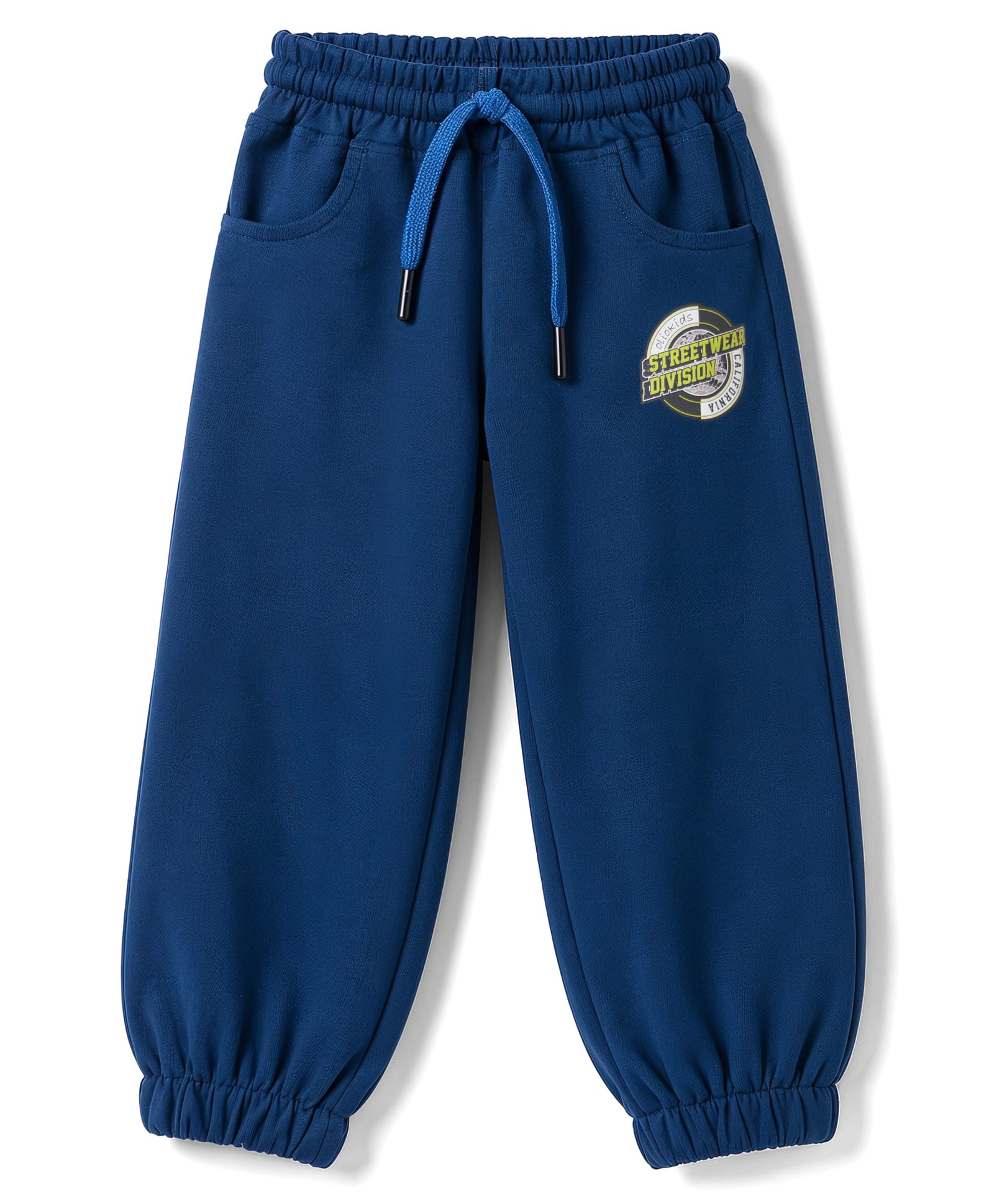 Olio Kids Sinker Knit Full Length Lounge Pant With Text Print - Blue-picture-26