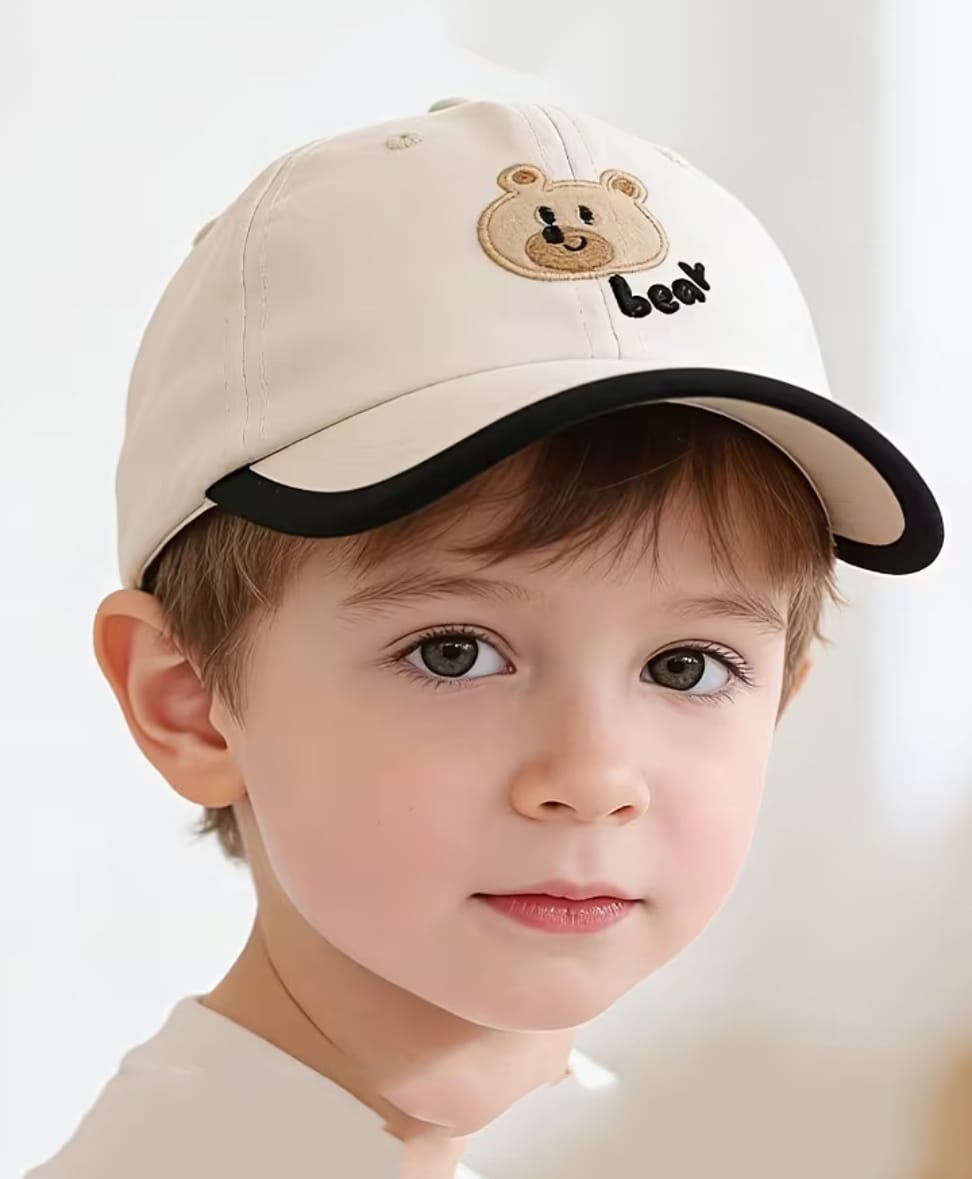 Ziory Bear Face Embroidered Baseball Cap - Beige - Circumference - 50-52 Cms-image-47