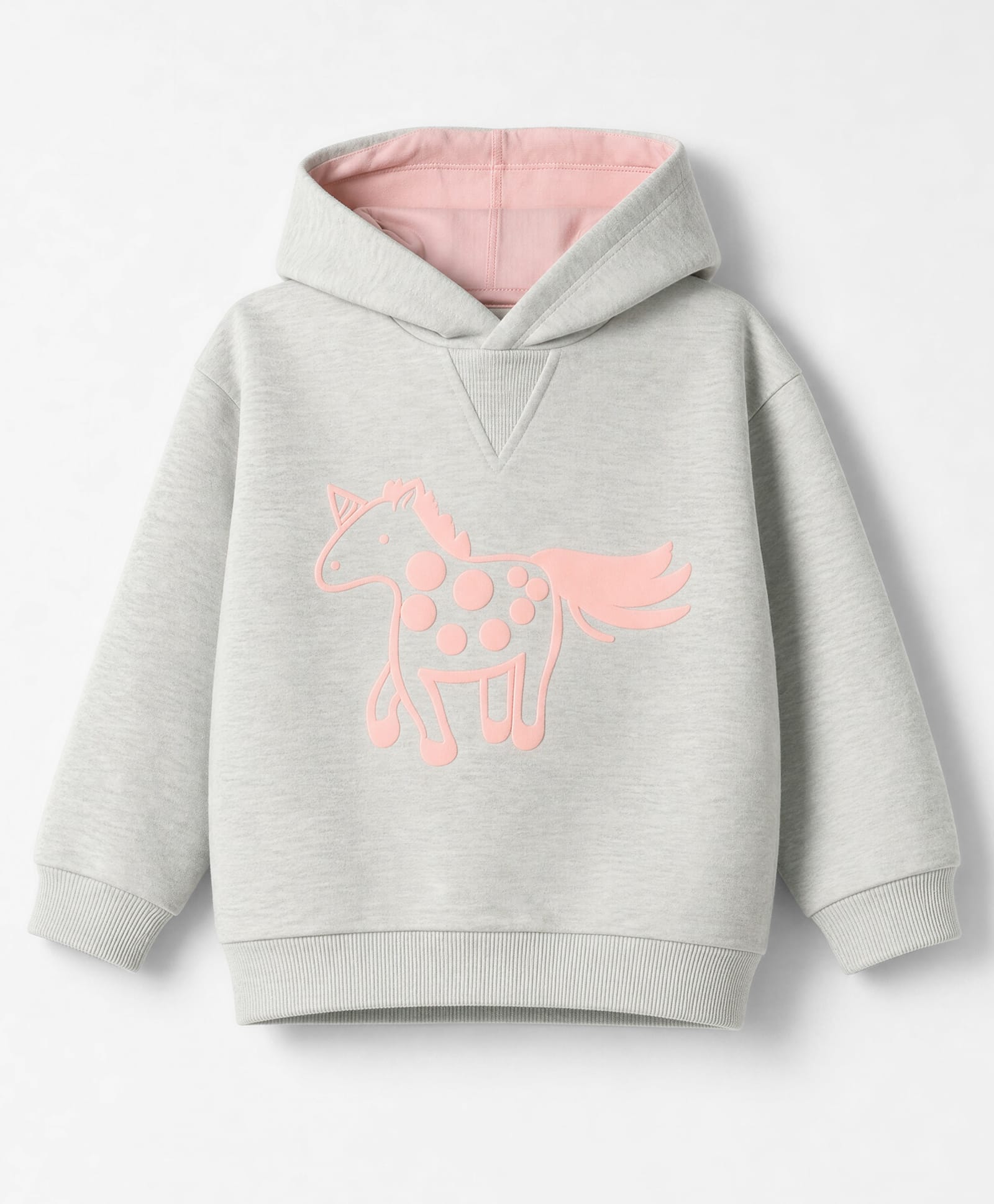 Bonfino Cotton Fleece Knit Oversized Hoodie with Full Sleeves and Unicorn Print - Light Grey-image-32