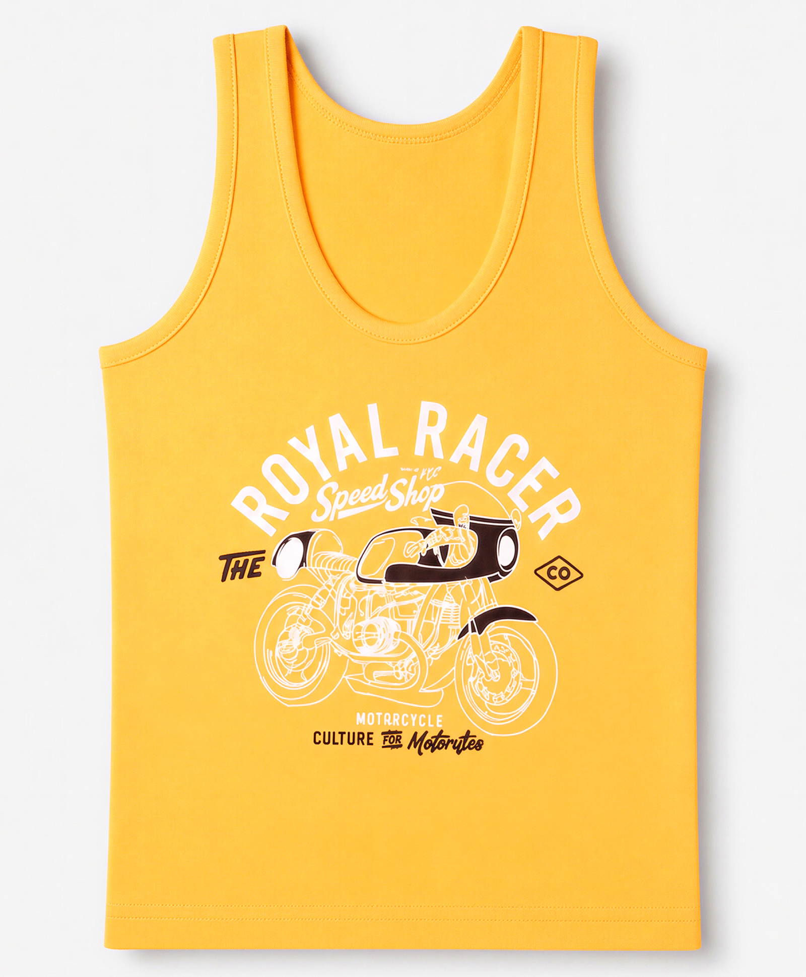 Taeko Single Jersey Knit Sleeveless Bike & Text Printed Vest - Yellow-picture-12