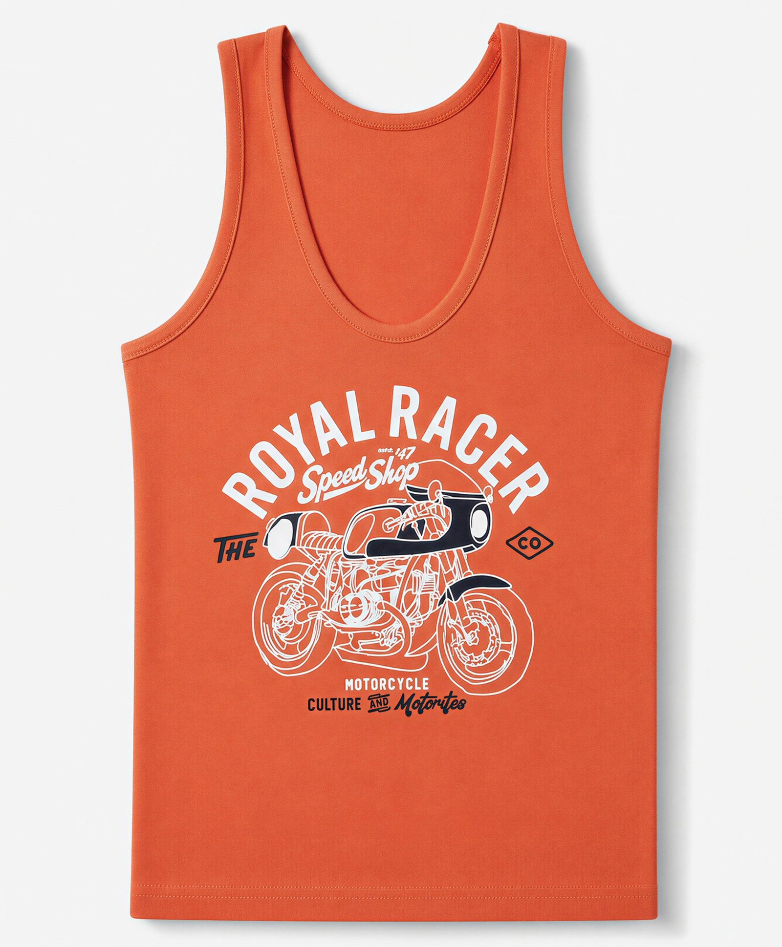 Taeko Single Jersey Knit Sleeveless Bike & Text Printed Vest - Orange-picture-14