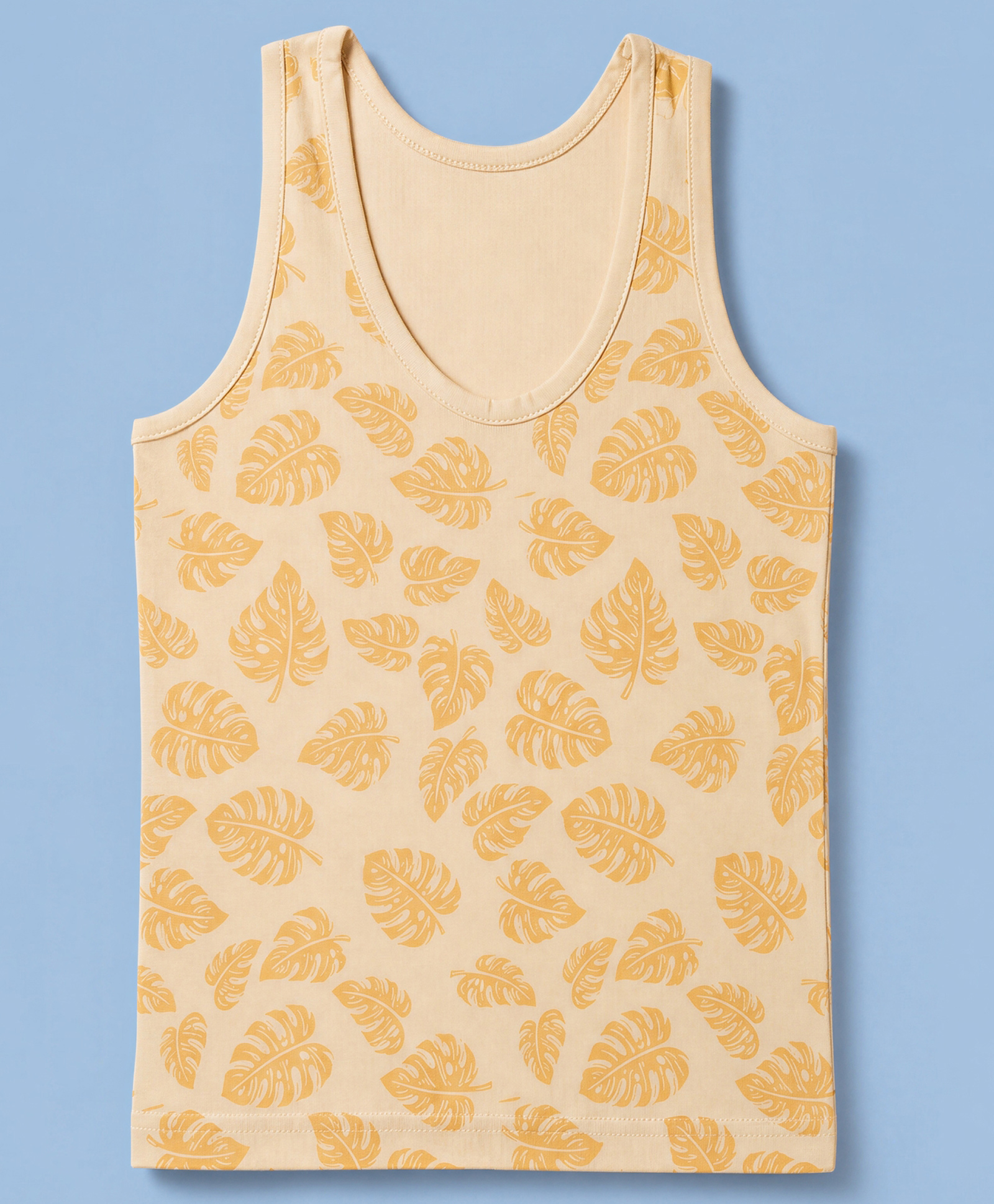 Taeko Single Jersey Knit Sleeveless Tropical Theme Printed Vest -Cream-picture-38