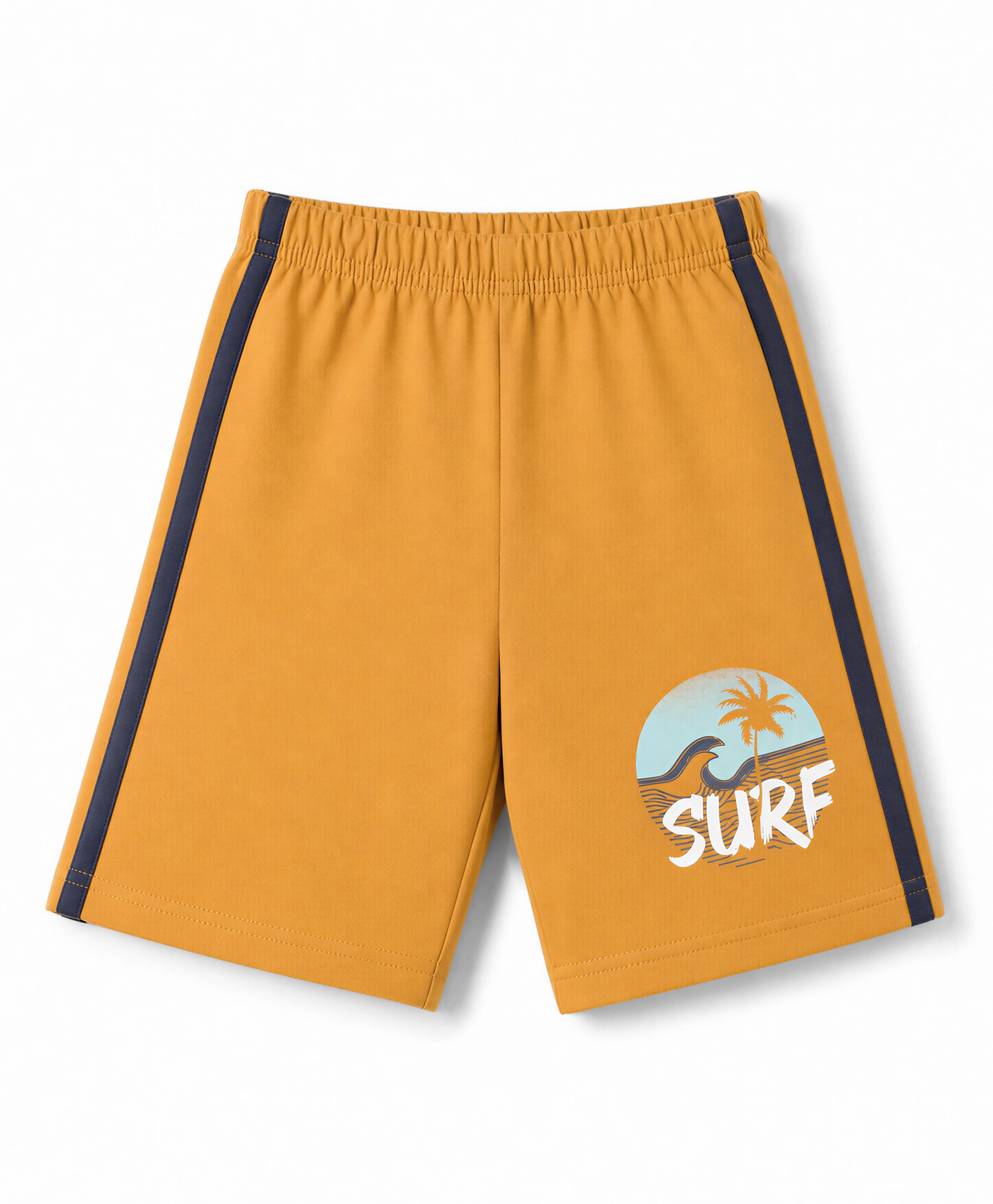 Taeko Single Jersey Knit Knee Length Shorts with Surfing Print - Golden-picture-26