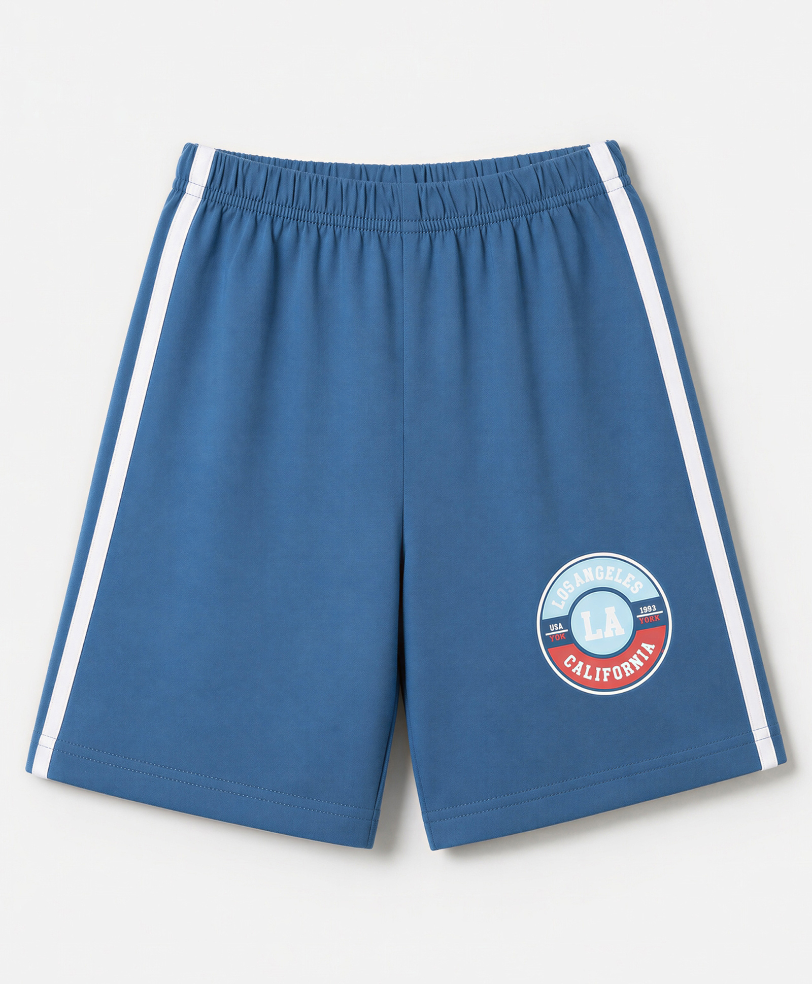 Taeko Single Jersey Knit Knee Length Shorts with Text Print - Blue-picture-43