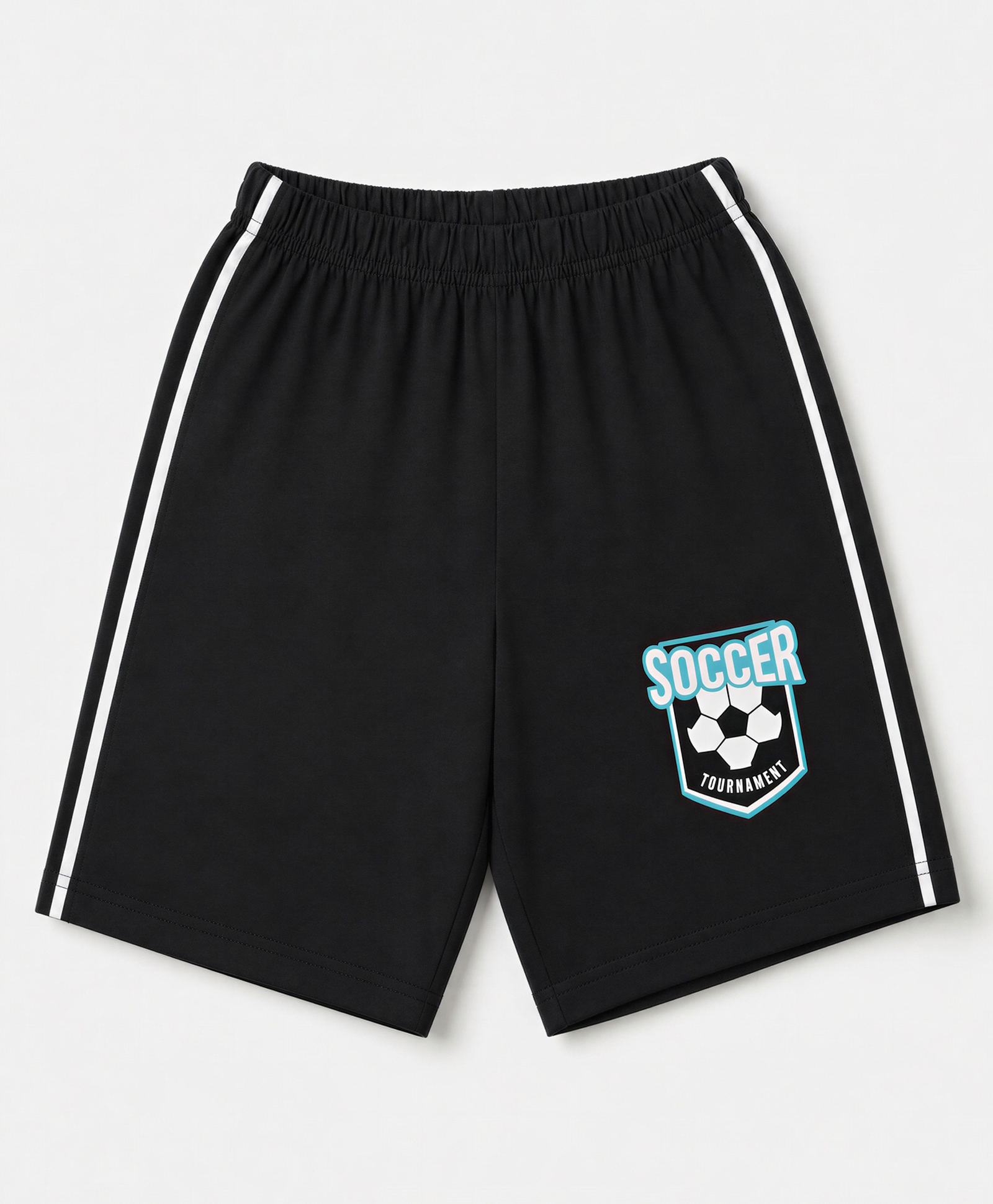 Taeko Single Jersey Knit Knee Length Shorts with Soccer Print - Black-picture-16