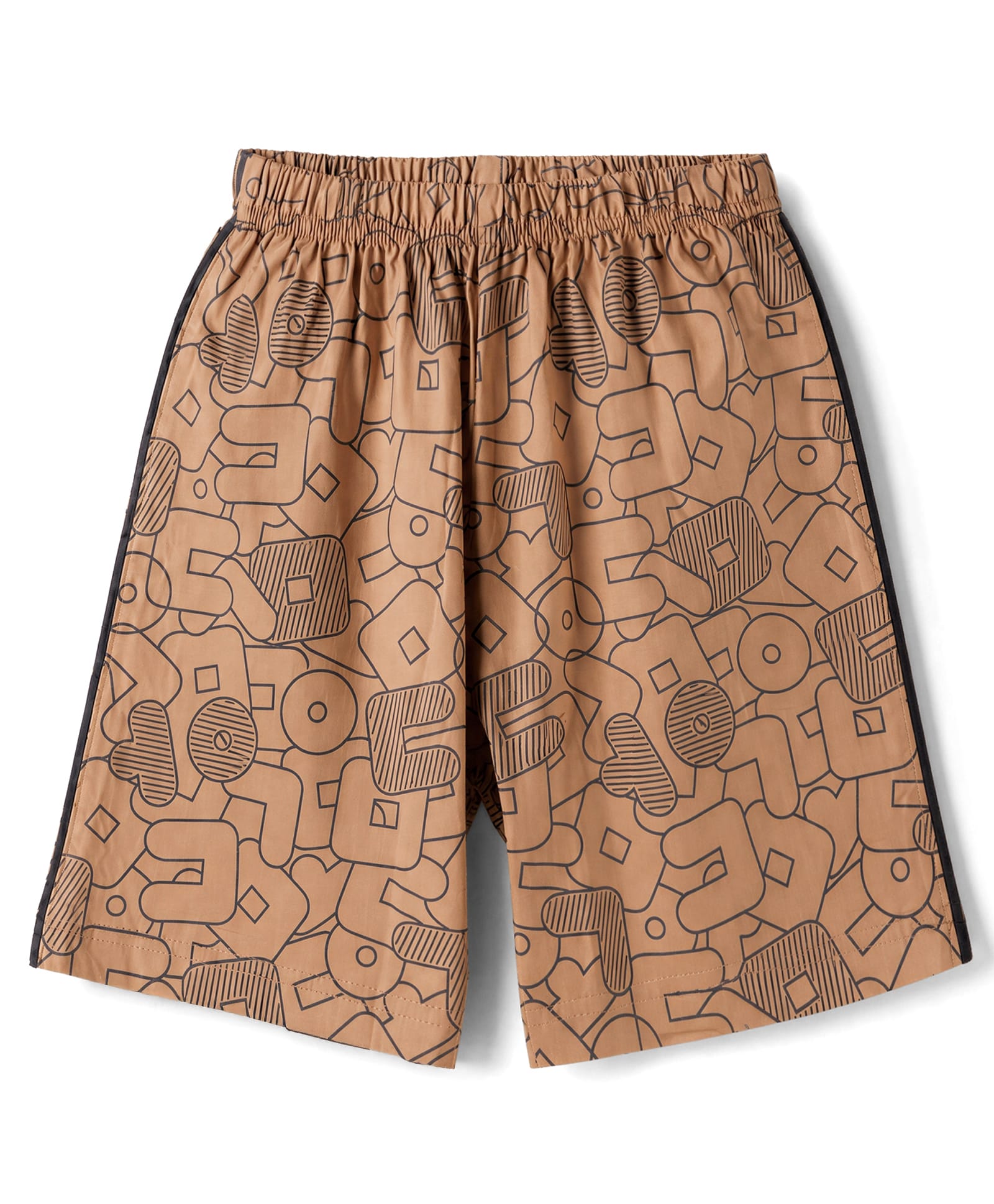 Taeko Single Jersey Knit Knee Length Shorts with Print - Brown-picture-13