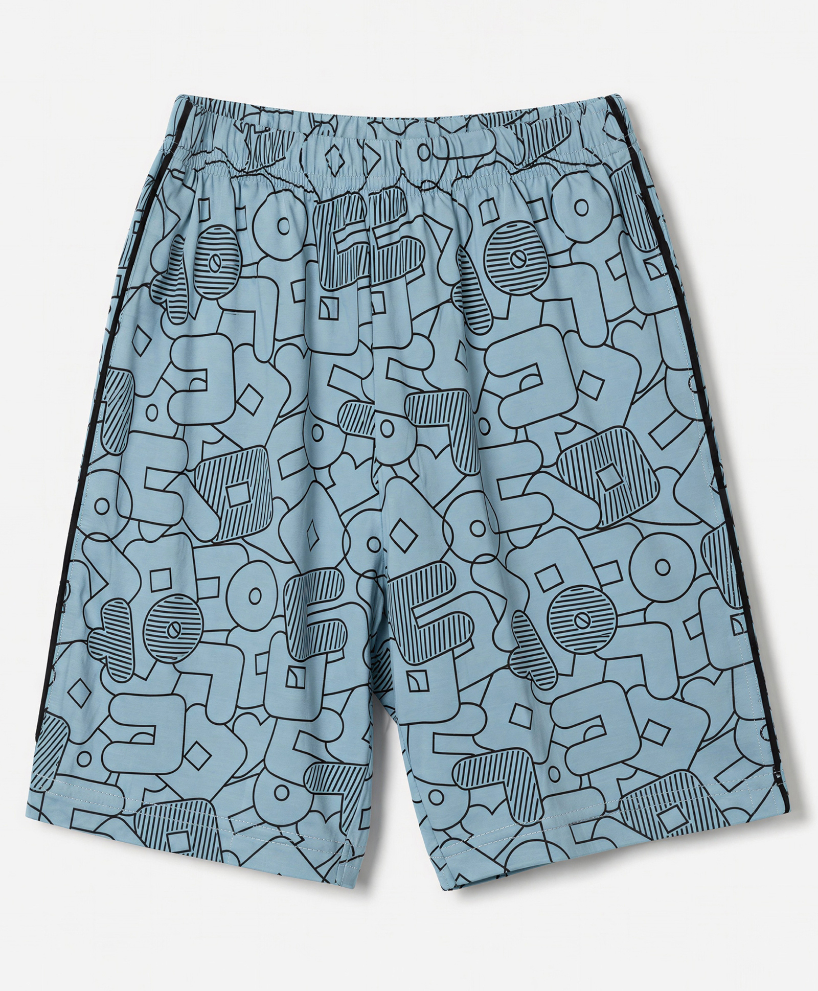 Taeko Single Jersey Knit Knee Length Shorts with Print - Bue-picture-41