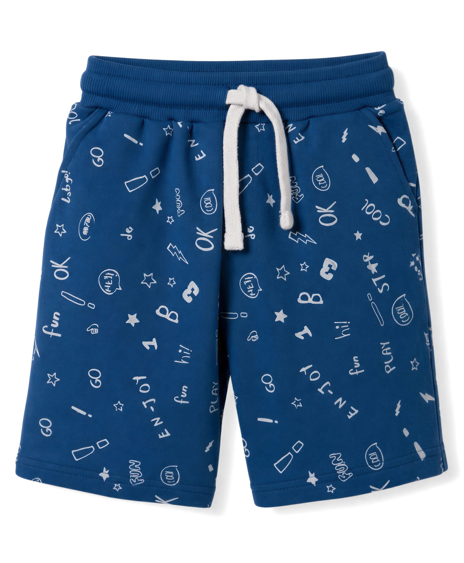 Taeko Single Jersey Knit Knee Length Shorts with Cool Text Print - Navy Blue-picture-13