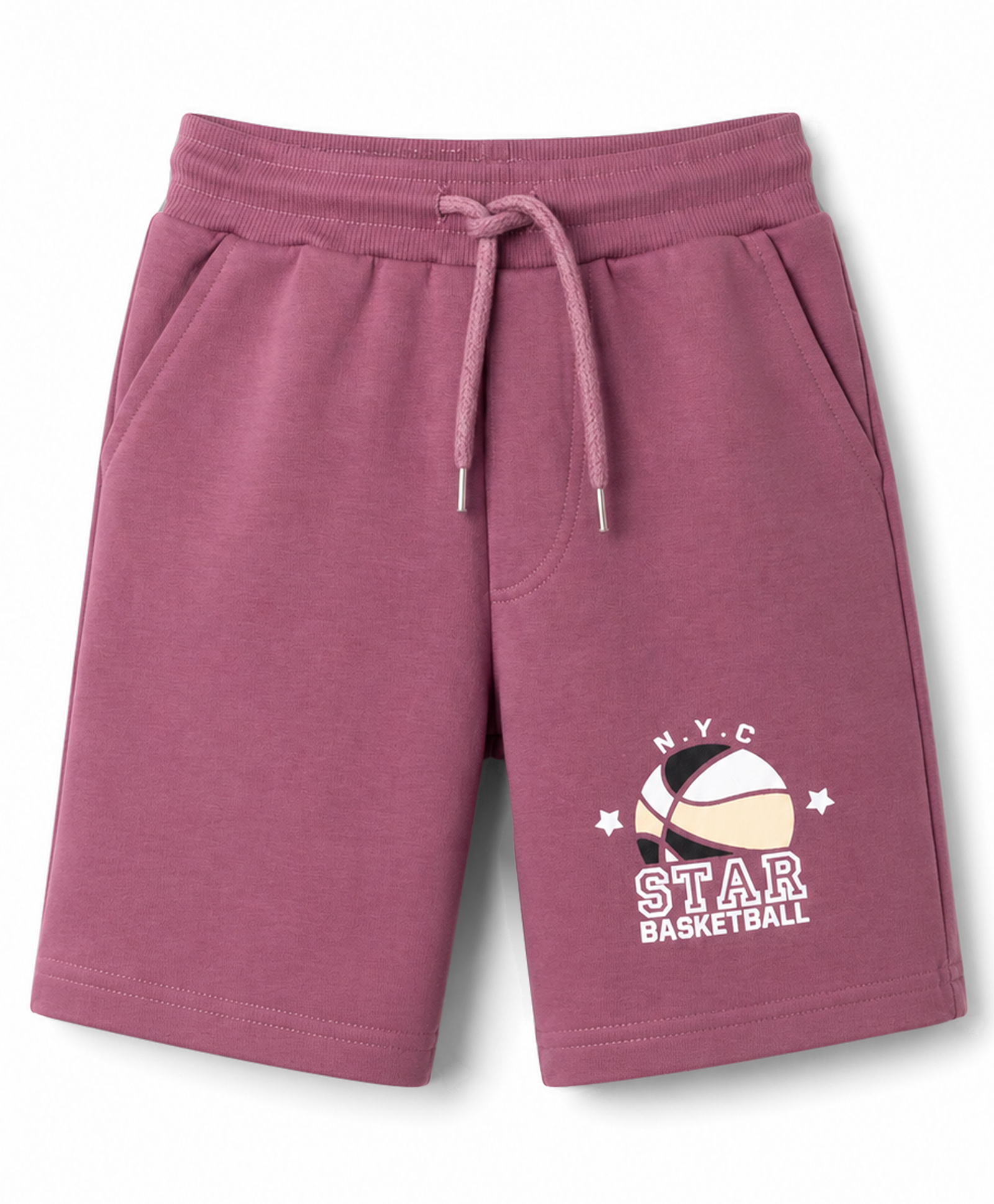 Taeko Single Jersey Knit Knee Length Shorts with Basket Ball Print - Pink-picture-42