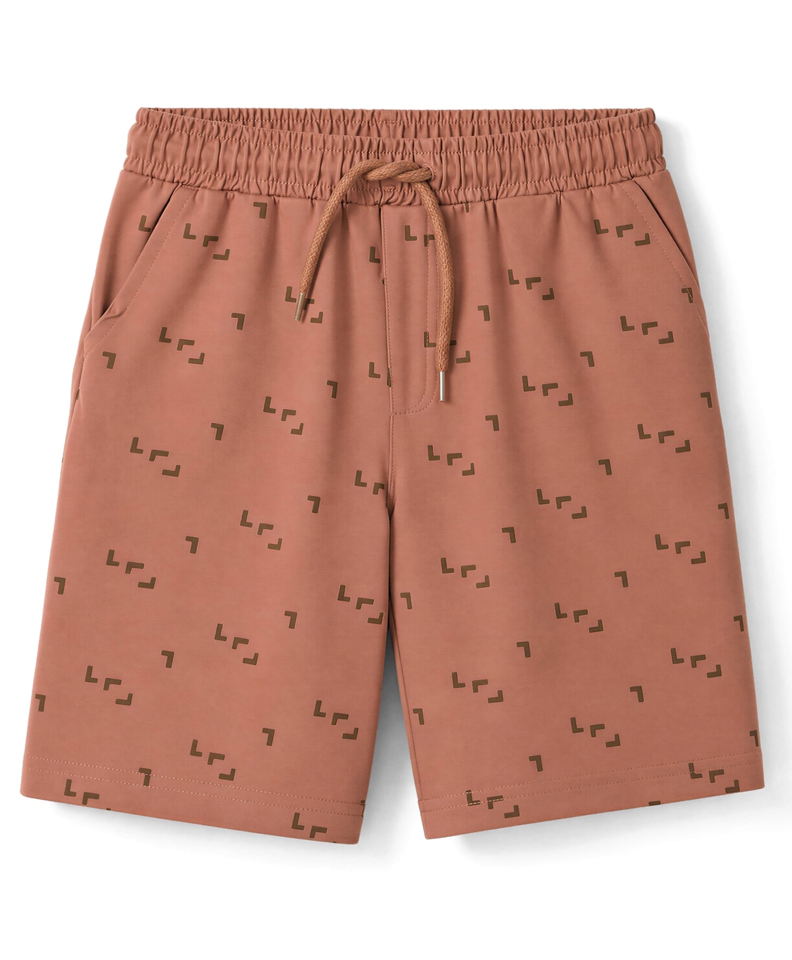 Taeko Single Jersey Knit Knee Length Printed Shorts - Brown-picture-15
