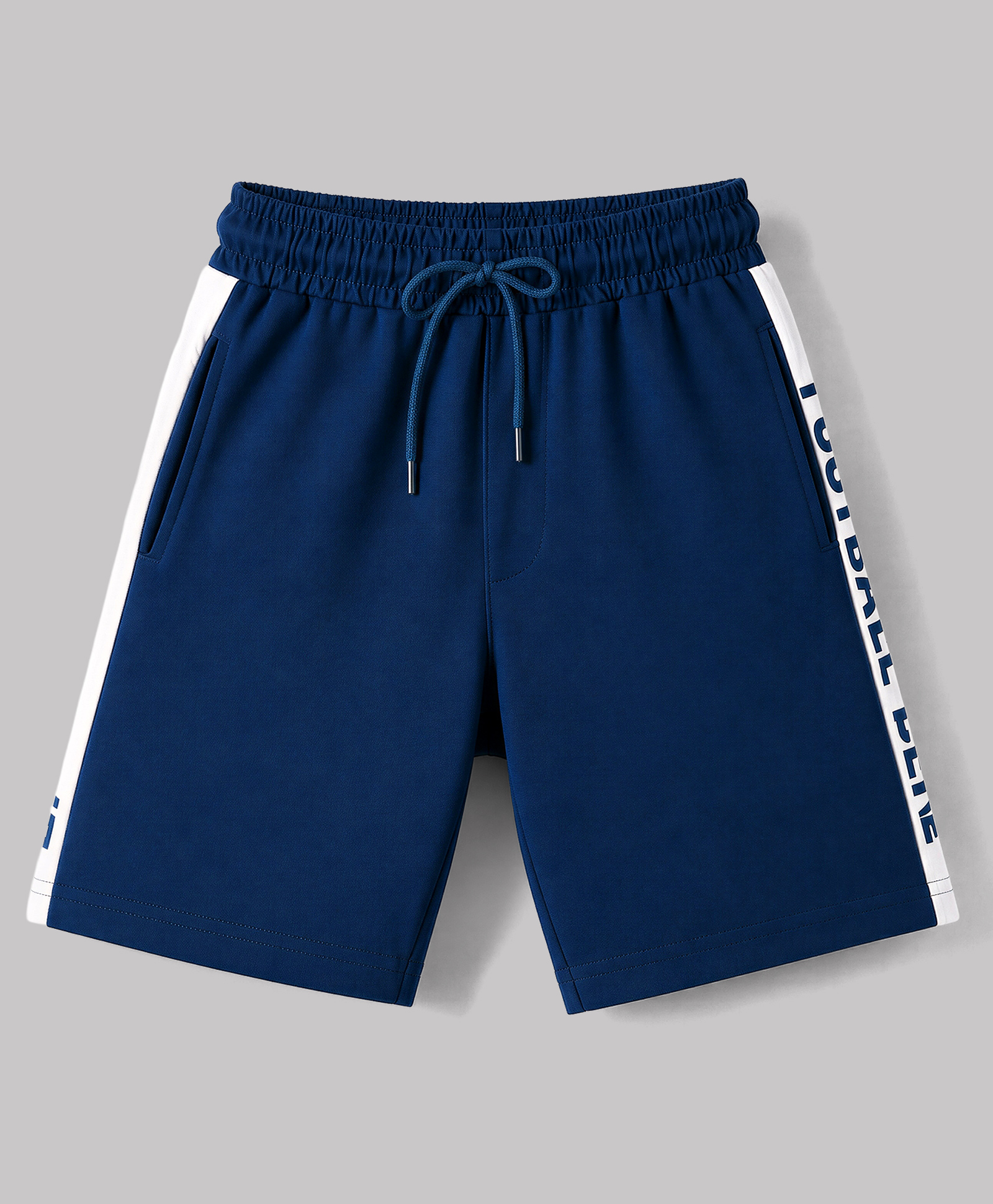 Taeko Single Jersey Knit Knee Length Shorts with Side Text Print - Navy Blue-picture-15