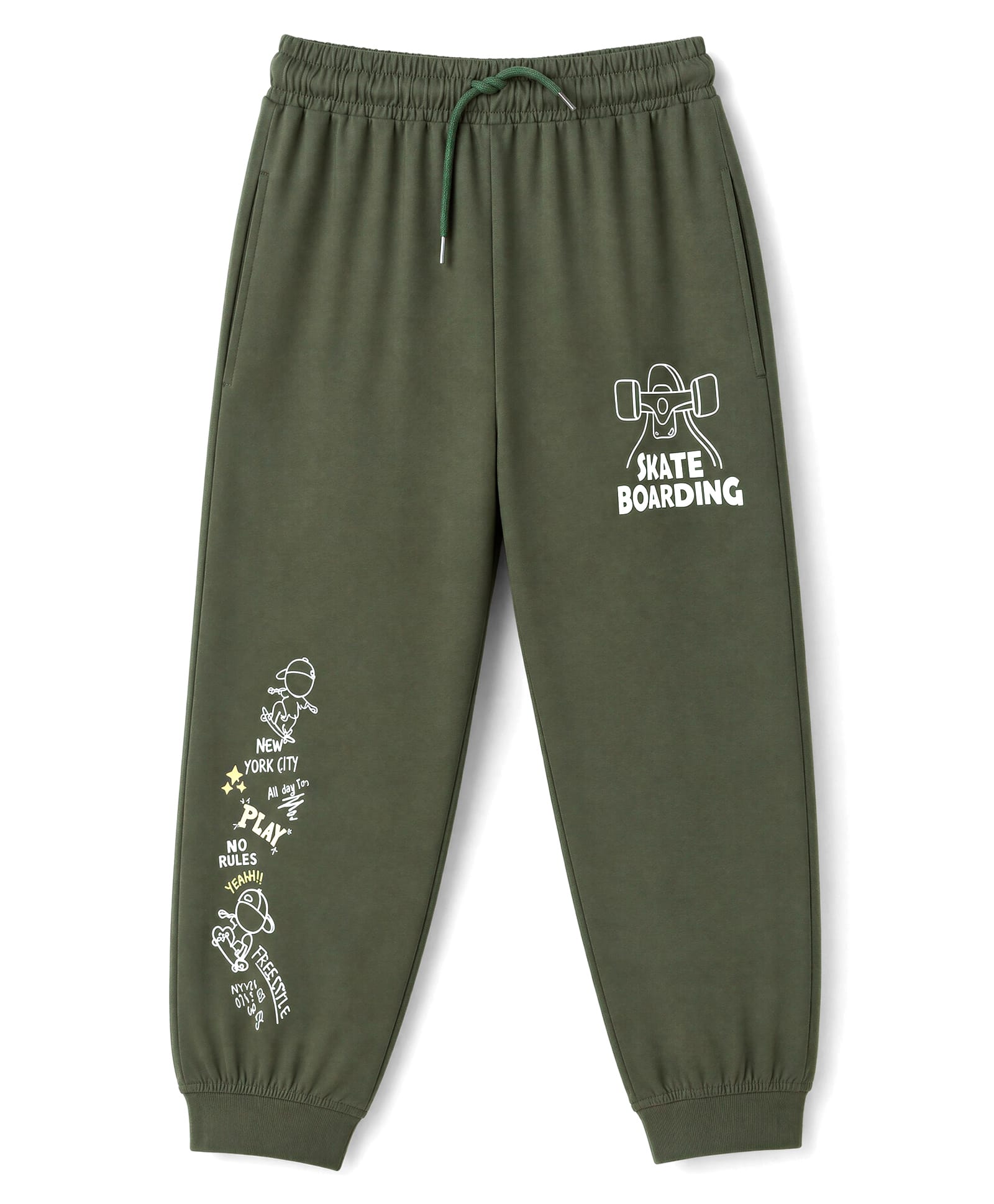 Taeko Single Jersey Knit Full Length Skate Theme & Text Printed Lounge Pant - Olive Green-picture-18