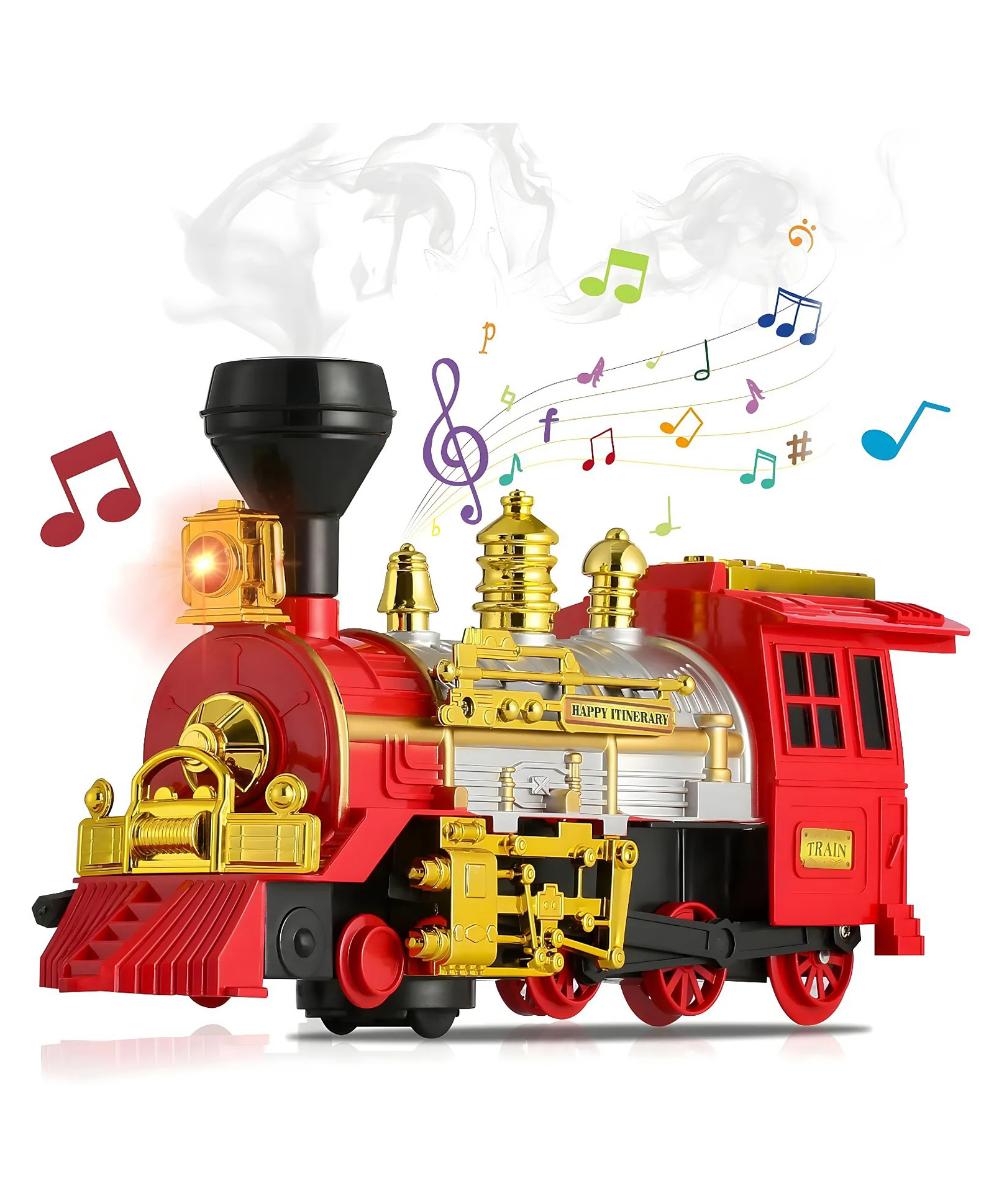AKN TOYS Train Toy for Toddlers Bump & Go Electric Steam Engine with Smoke, Light & Sound, Toddler Toy Ideal Gift for Ages 3 and Up Children Kids Pack Of 1 - Color May Vary-image-3