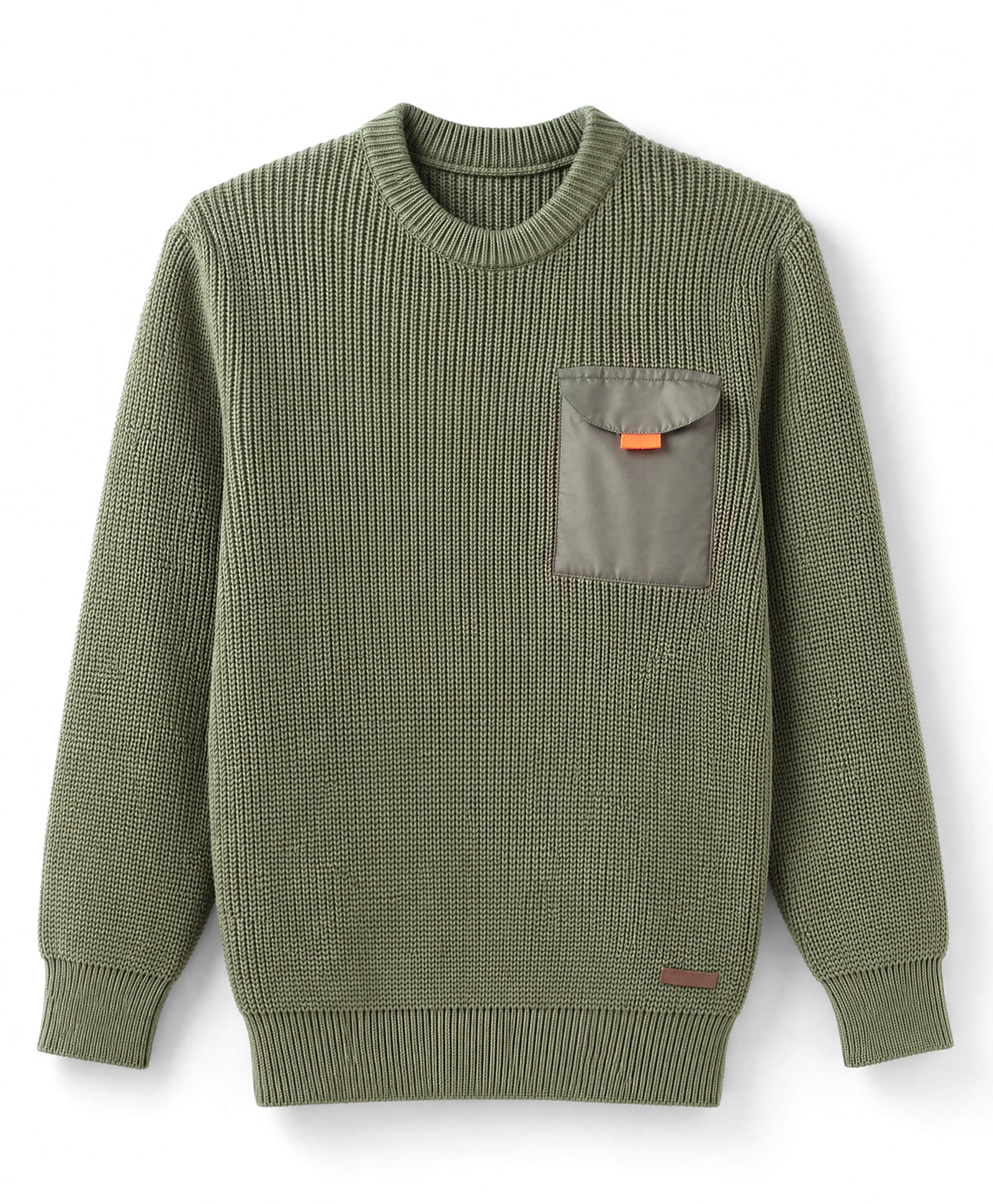 Primo Gino Cotton Knit Full Sleeves Solid Pullover with Pocket On The Chest- Green-picture-19