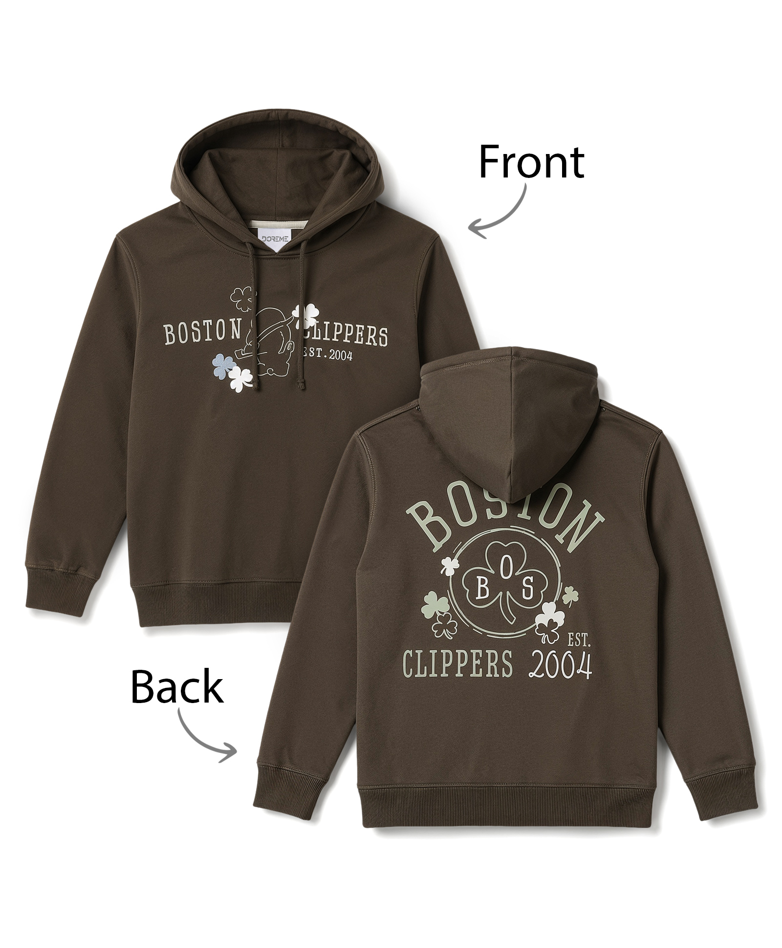 Doreme Terry Knit Full Sleeves Hooded Sweatshirt with Text Print - Charcoal Grey-picture-24