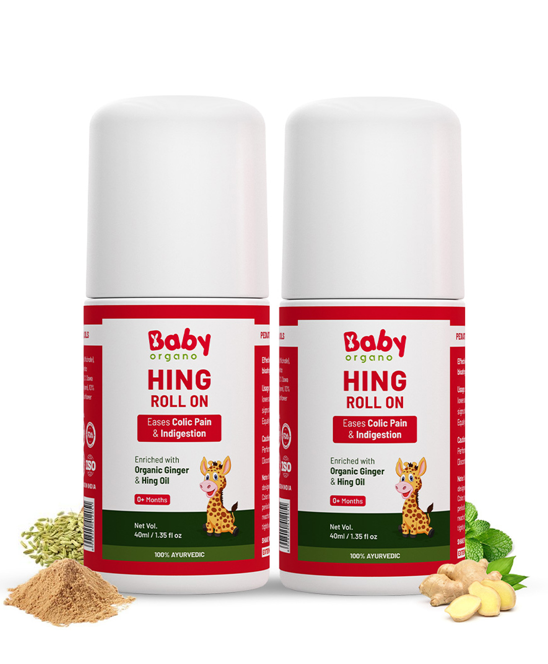 BabyOrgano Hing Roll-On for Babies | Eases Colic, Gas & Indigestion | Organic Ginger & Hing Oil | 100% Ayurvedic | 0+ Months | 40ml (Pack of 2)-image-13