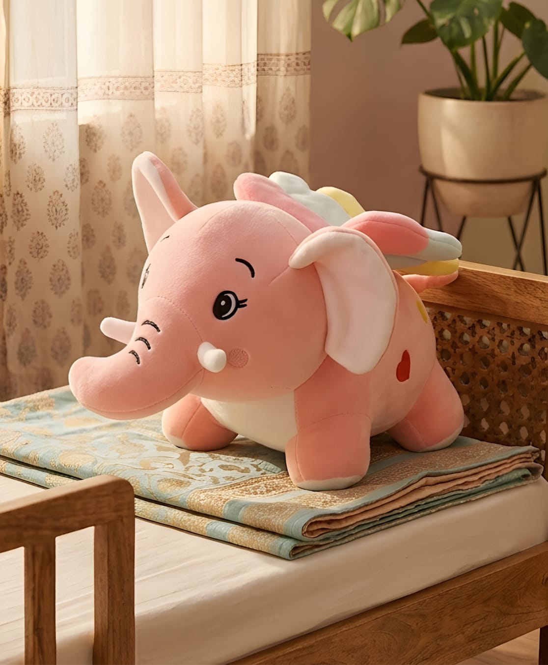 Kids Mandi 35 cm Flying Elephant Soft Toy Premium Plush Stuffed Animal with Wings | Washable & Non-Toxic for Kids, Toddlers & Babies- Pink-image-3