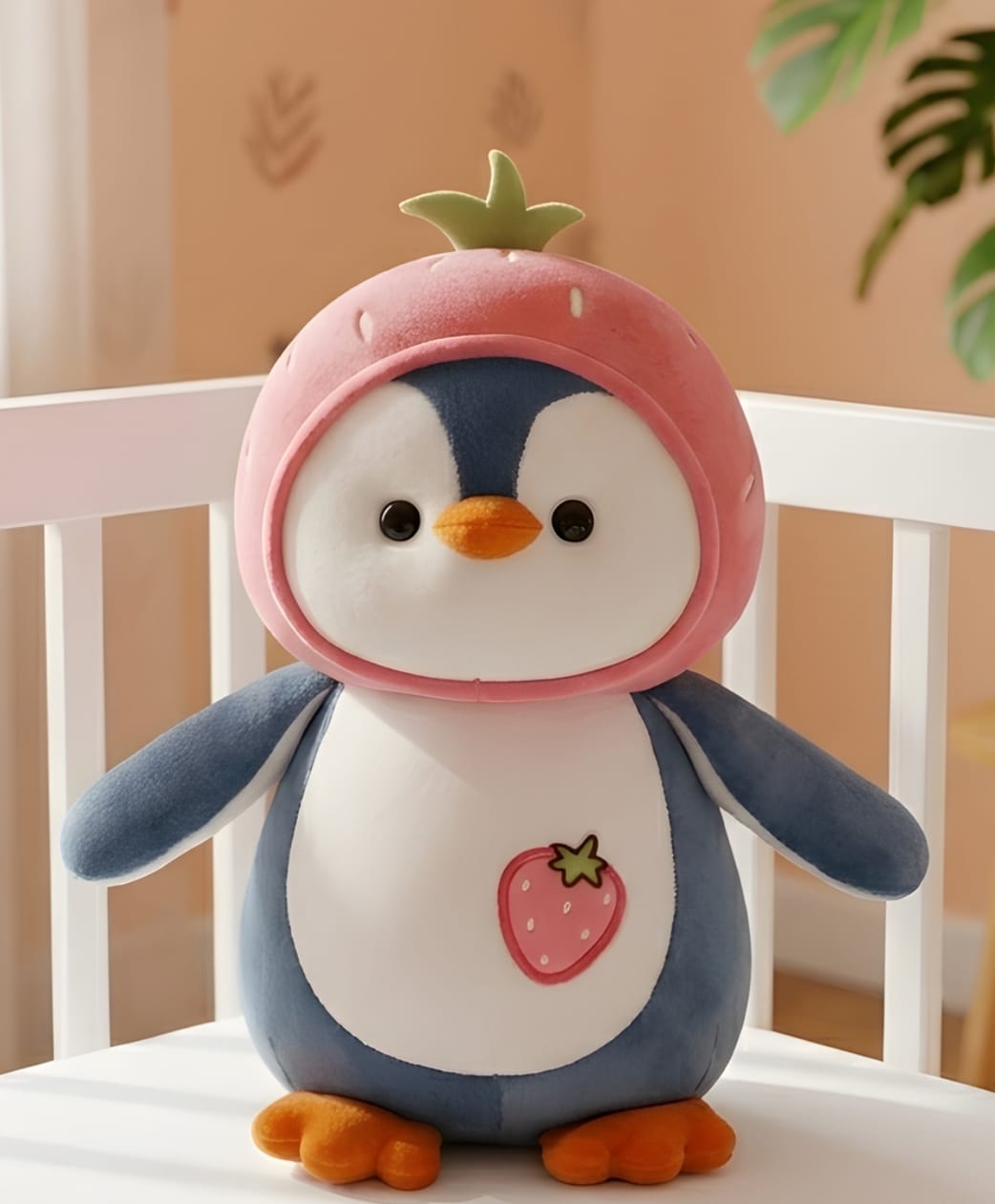 Kids Mandi 25 cm Fruit Penguin Soft Toy Cute Plush Stuffed Animal with Fruit Hat for Kids, Boys & Girls | Ultra-Soft Cuddly Penguin Toy for Birthday Gifts & Room Decor | Washable- Multicolor-image-40