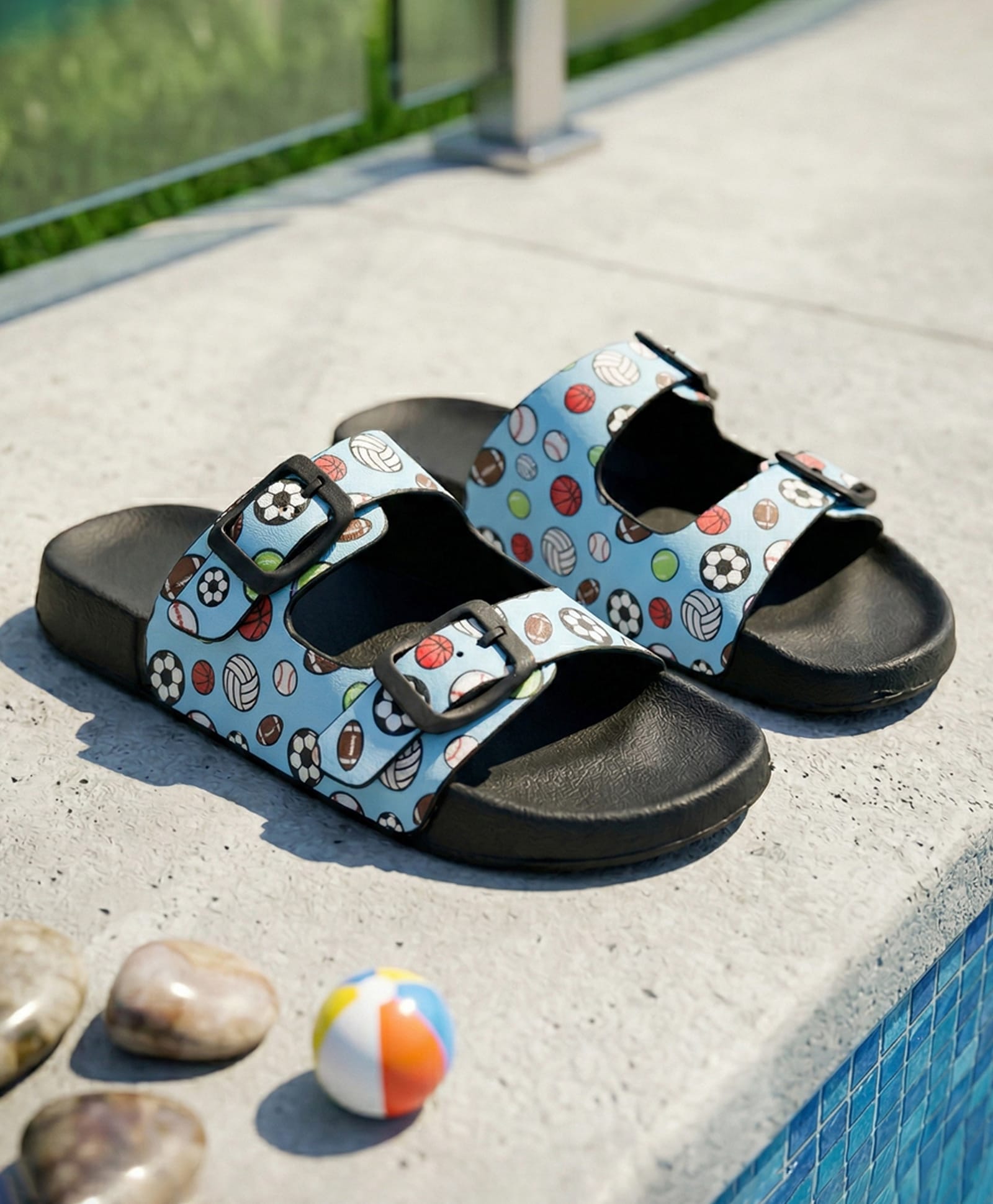 Hopits Ball Printed Slip On Sandals - Blue-picture-15