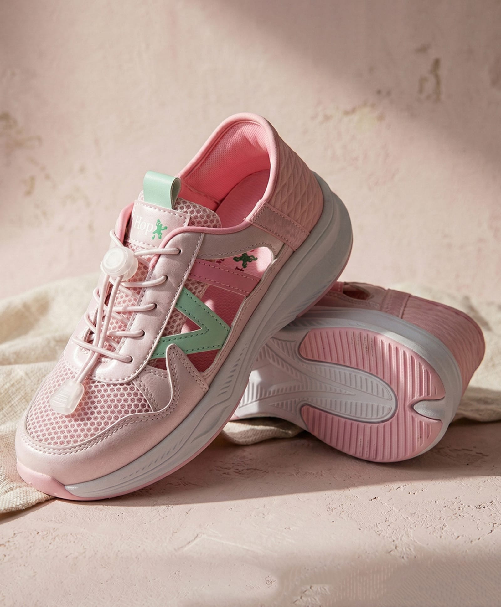 Hopits Mesh Detailed Abstract Designed Lace Up Shoes - Pink-image-20