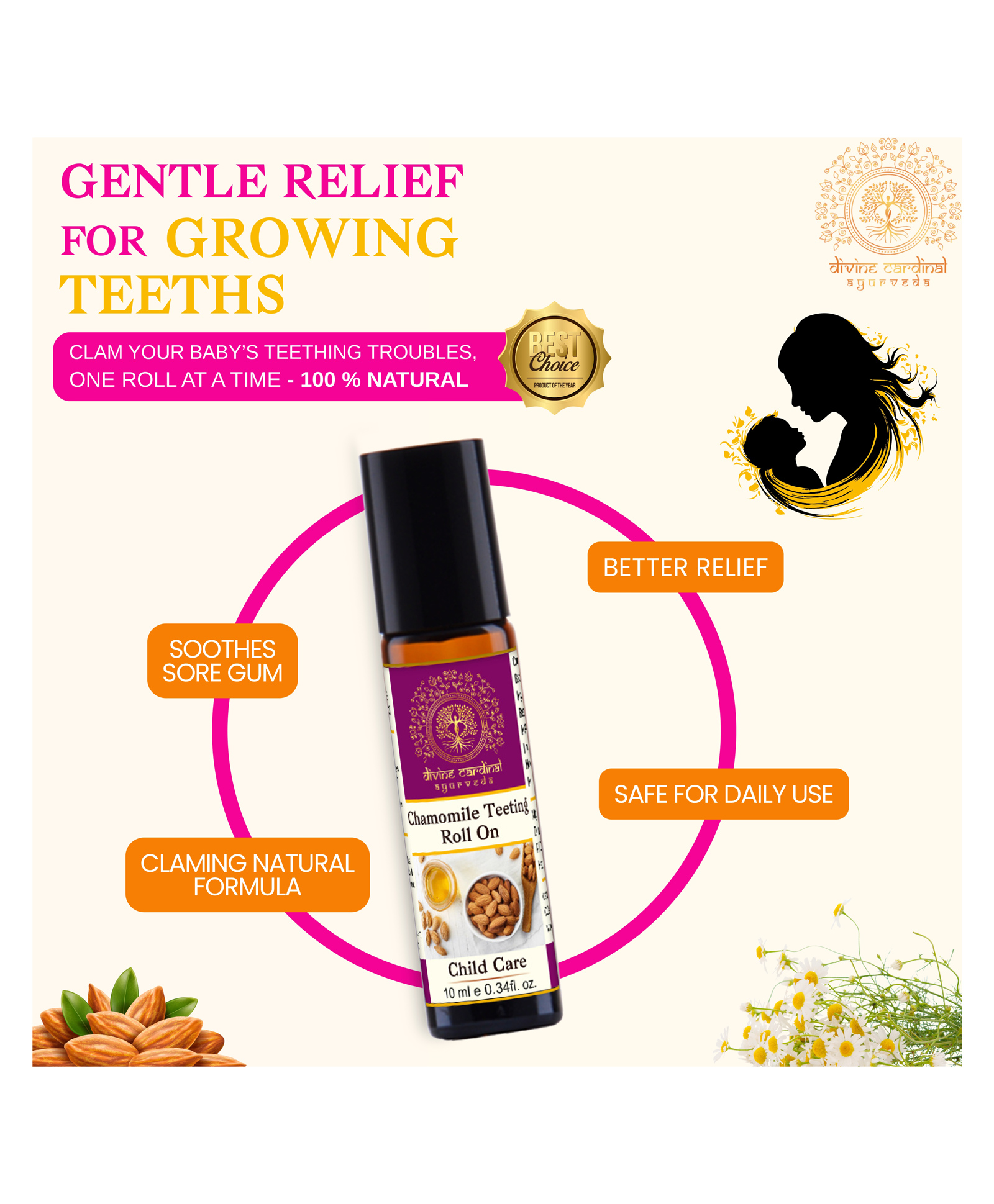 Divine Cardinal Chamomile Teething Roll On-image-4