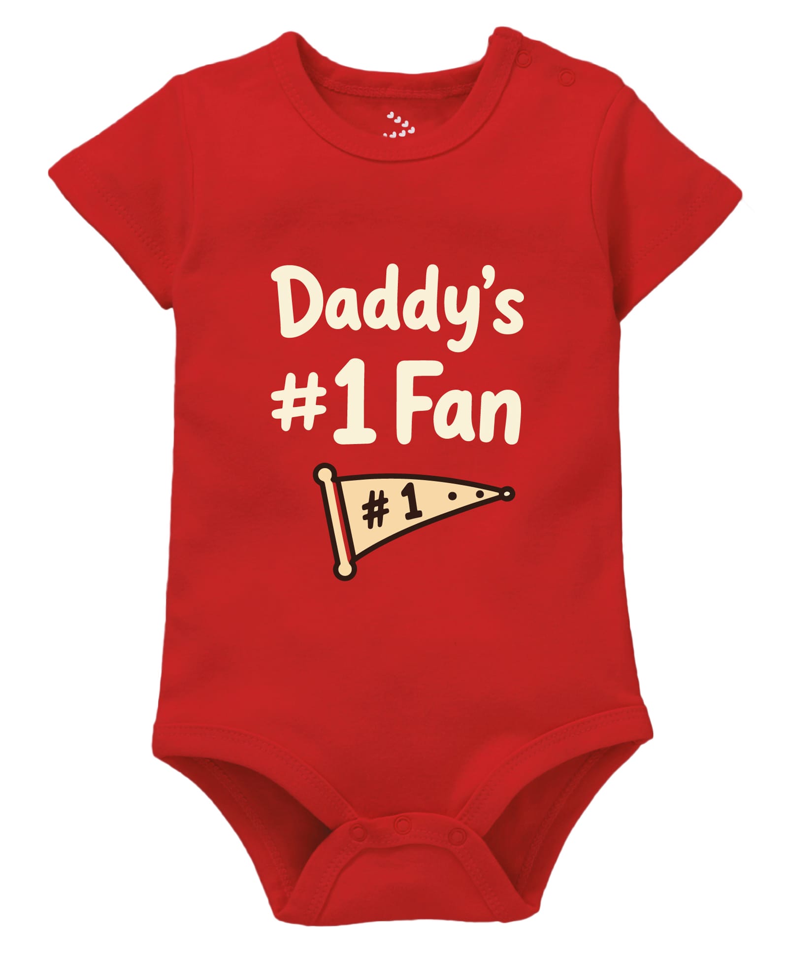Zeezeezoo 100% Cotton Knit Fathers Day Theme Half Sleeves Daddys Number 1 Fan Text Printed Onesie - Red-picture-19