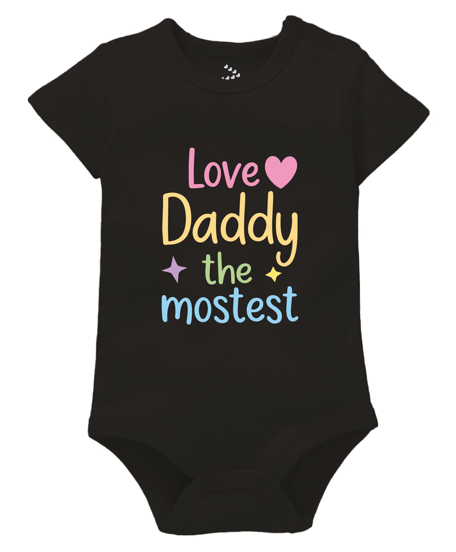 Zeezeezoo 100% Cotton Knit Fathers Day Theme Half Sleeves Love Daddy The Mostest Text Printed Onesie - Black-picture-27