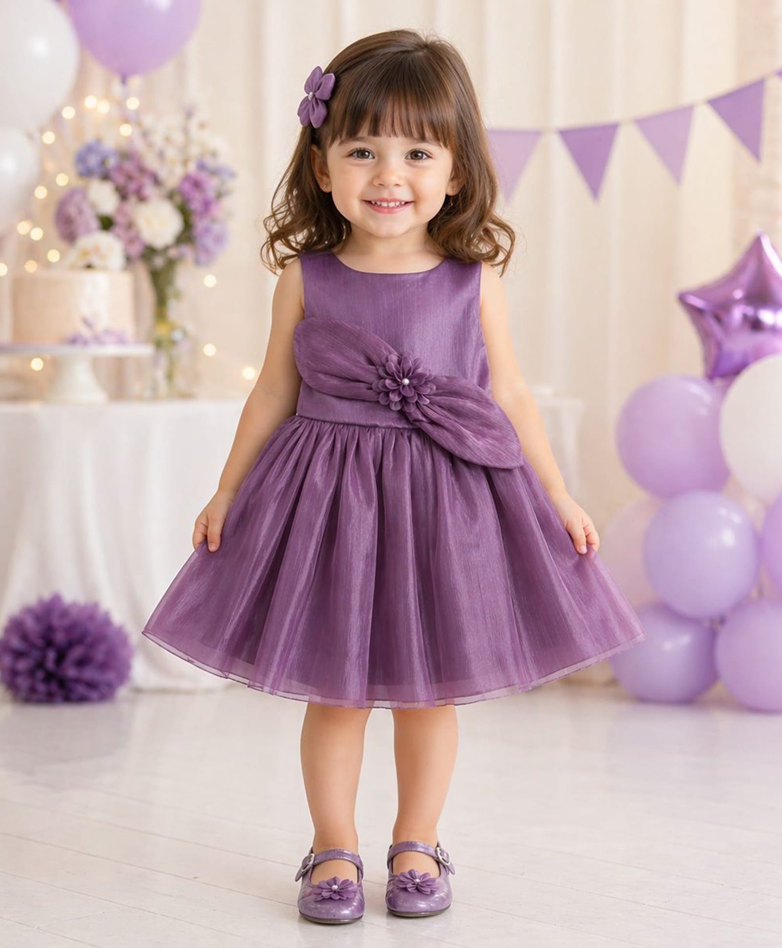 The Magic Wand Woven Sleeveless Floral Applique Detailed Dress - Purple-image-22