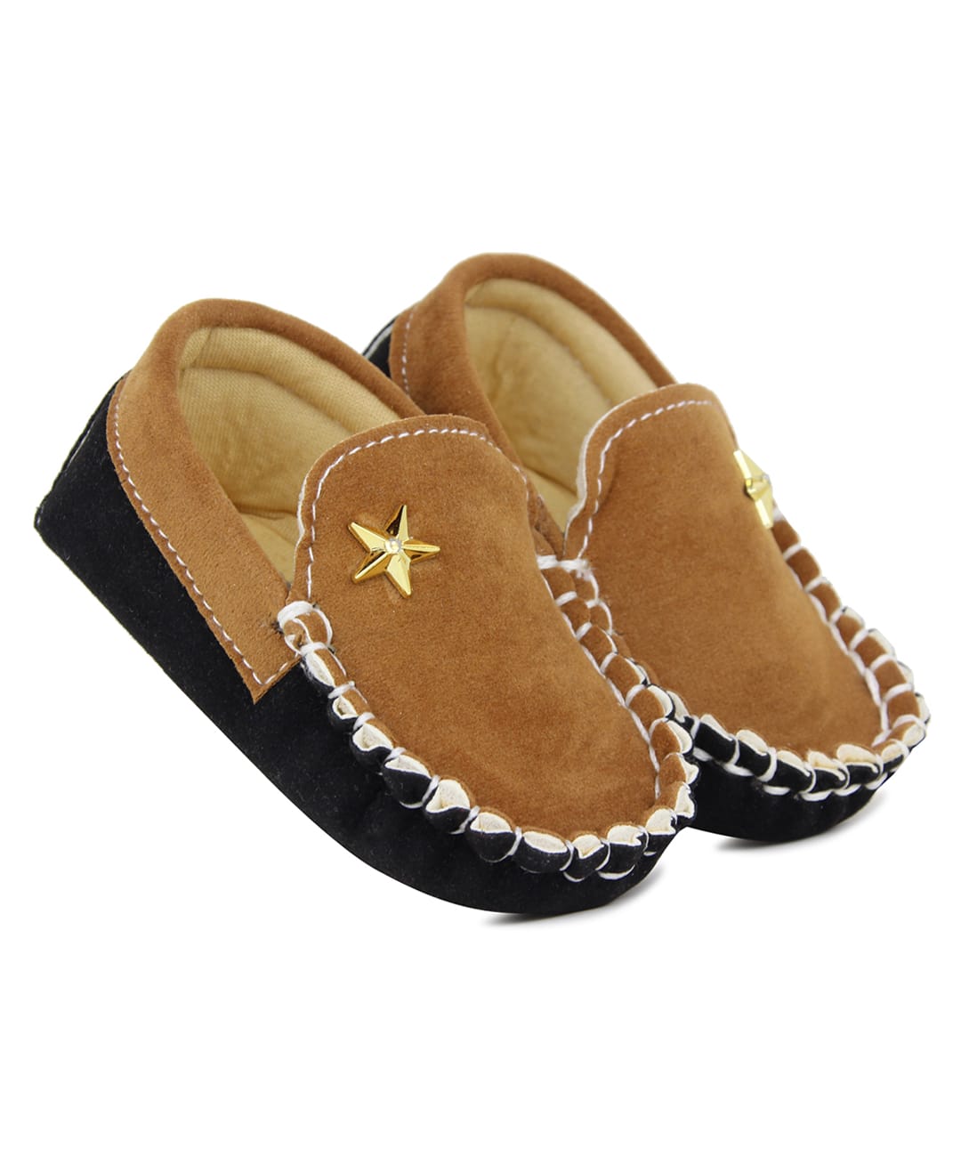 Neska Moda Star Applique Detailed Loafers - Brown & Black-image-9