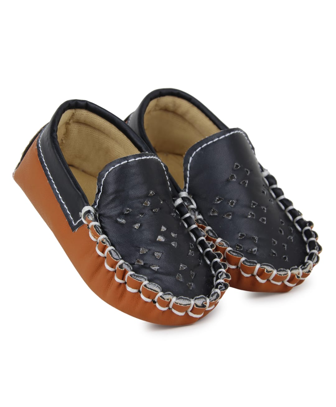 Neska Moda Abstract Designed Booties - Black & Brown-image-1
