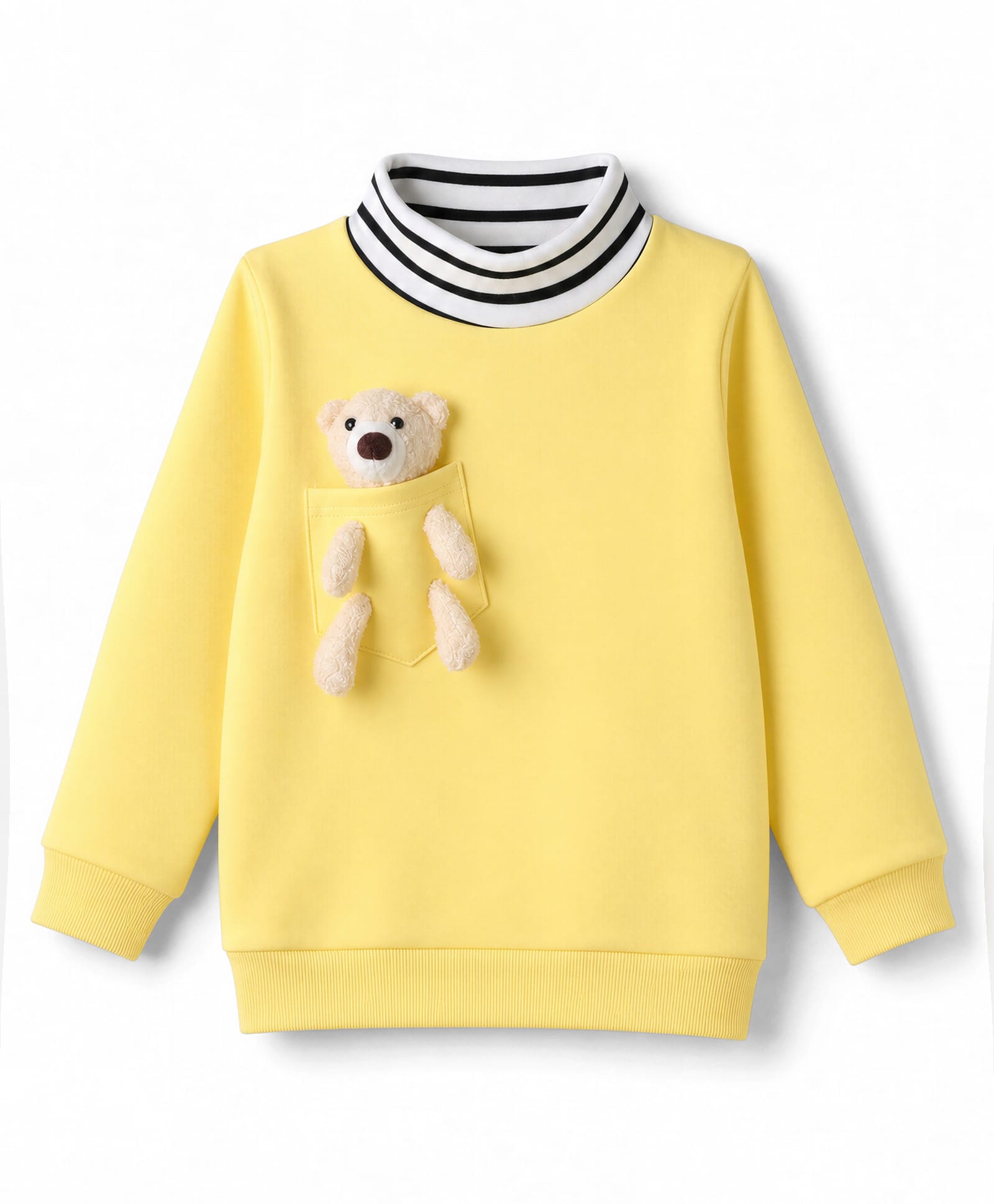 Mark & Mia Full Sleeves Striped Sweatshirt With Bear Applique - Yellow-image-47