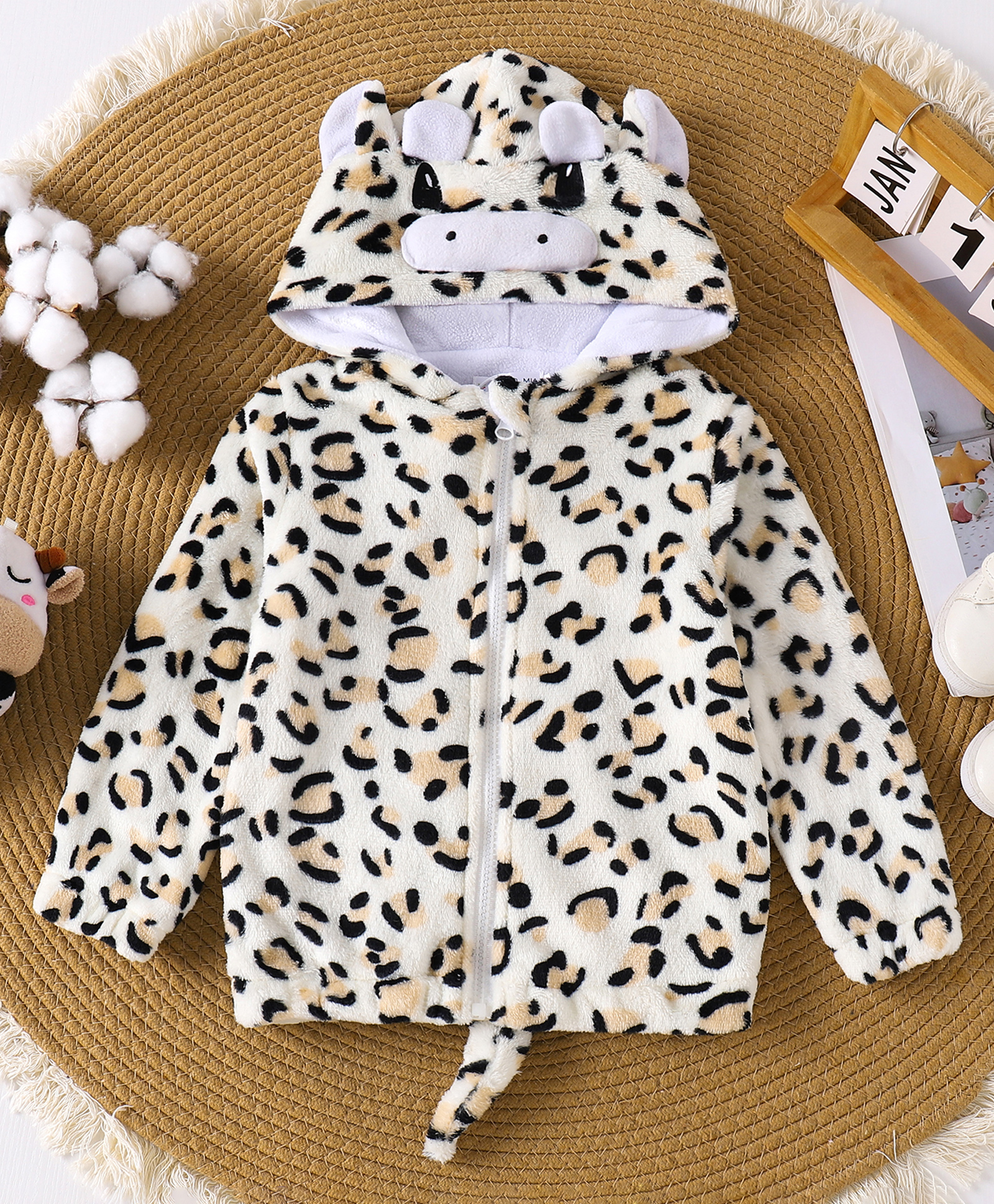 Mark & Mia Full Sleeves Fur Hoodies With Cheetah Design - White-picture-24