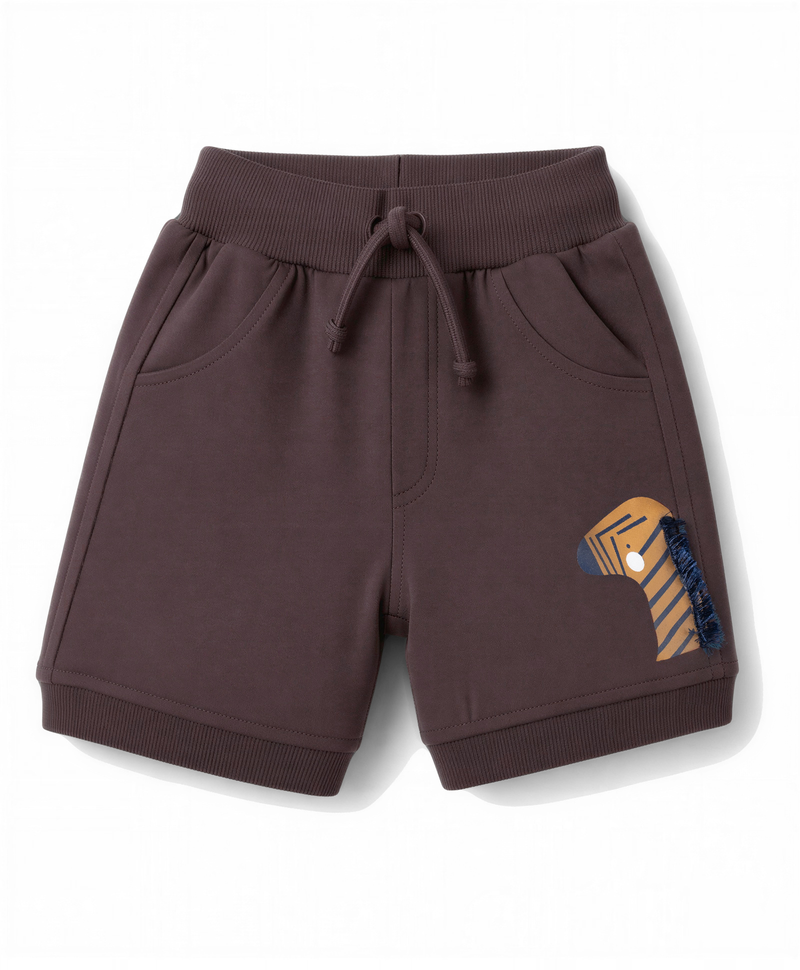 Mini Taurus Knit Knee Length Animal Printed Shorts - Maroon-picture-22