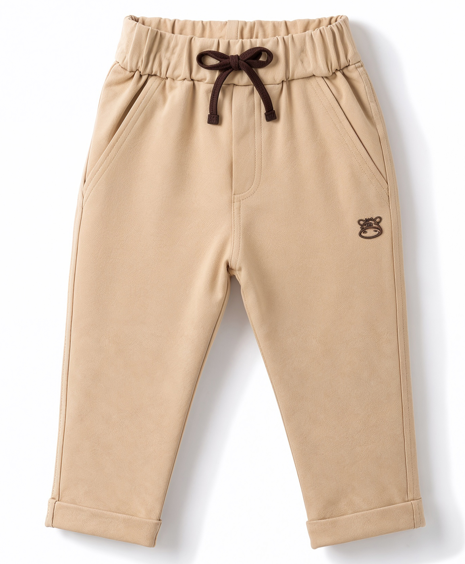 Mini Taurus Knit Full Length Lounge and Track Pants With Applique - Beige-picture-6