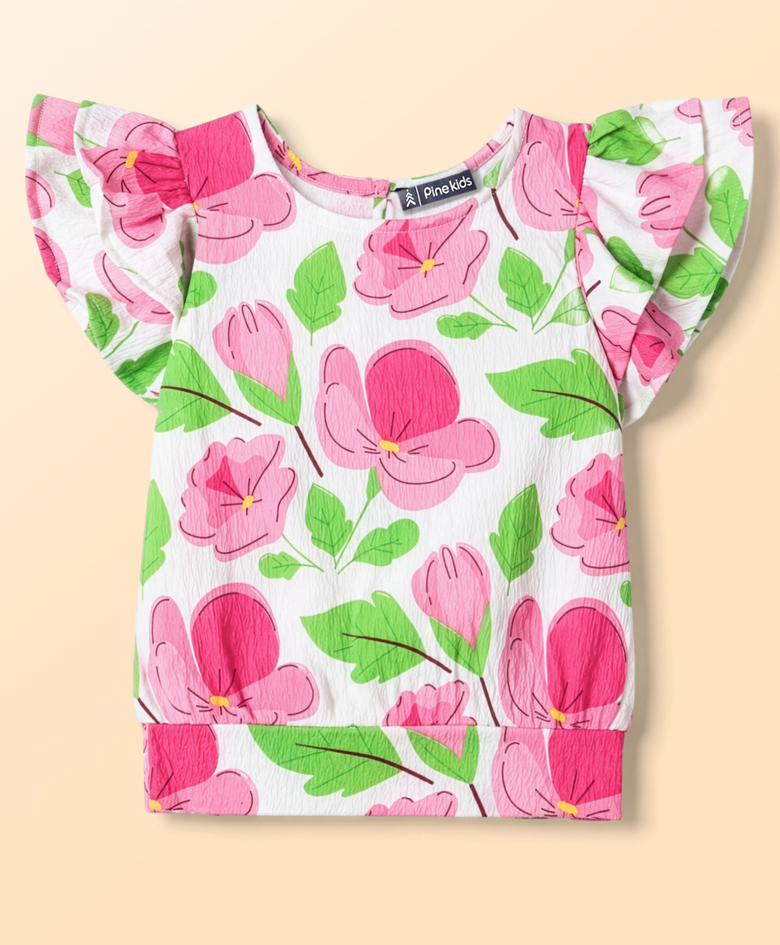Pine Kids Woven Half Sleeves Top With Floral Print - White-image-45