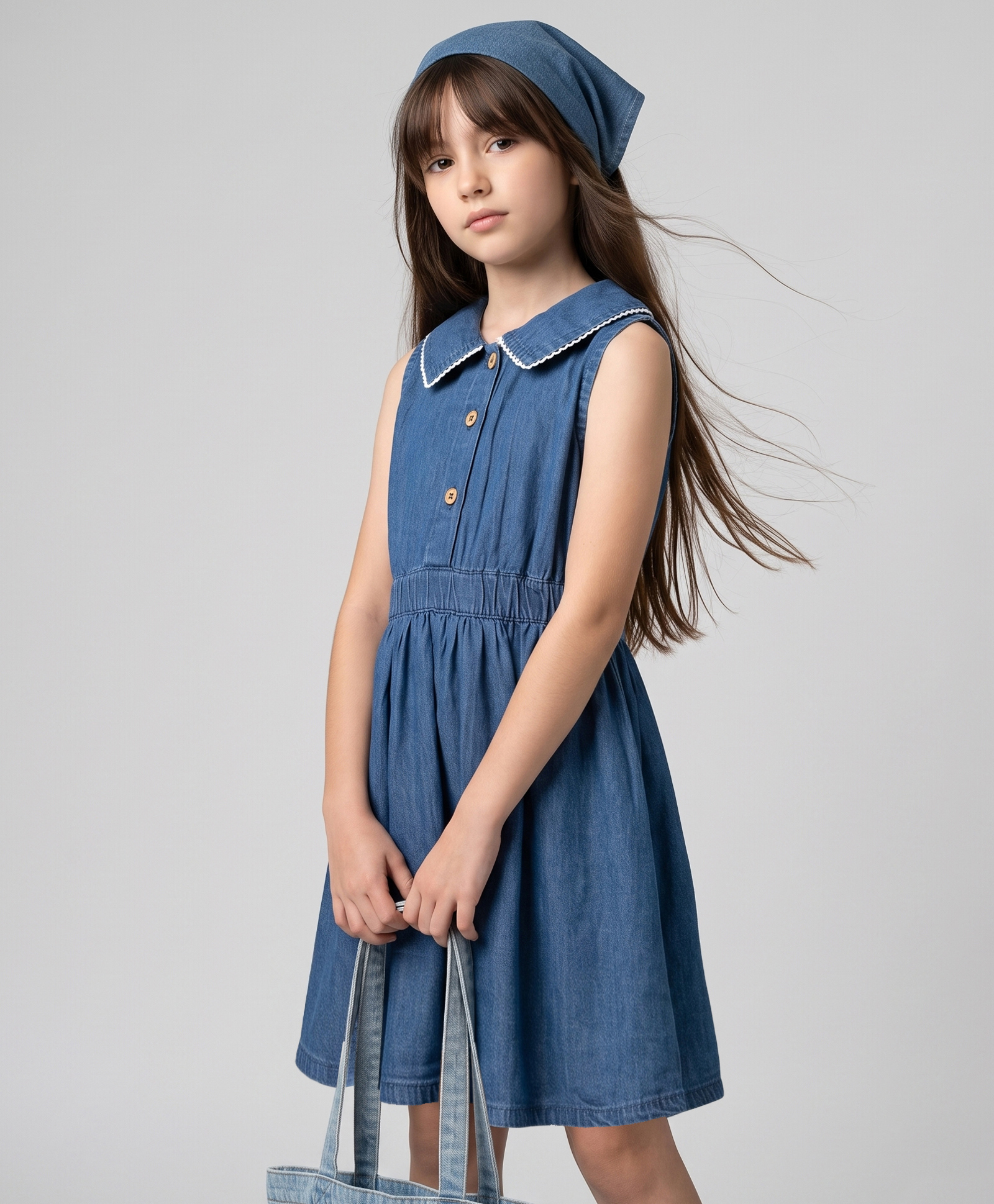 Pine Kids Cotton Woven Sleeveless Solid Color Frock - Navy Blue-image-33